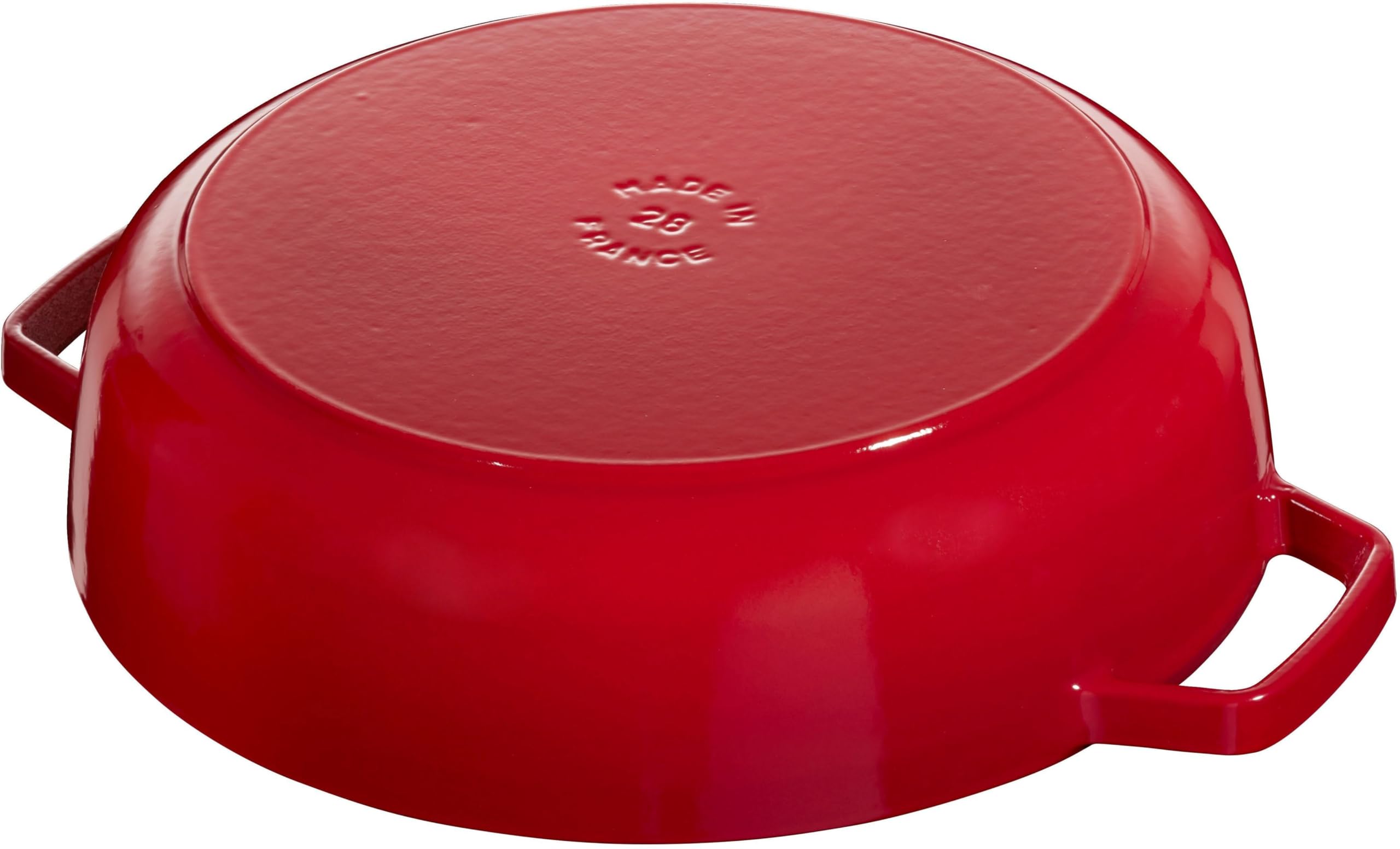 STAUB 3.7L Cherry Red Cast Iron Sauté Pan with Chistera Lid - 28cm Round French Oven for Braising, Roasting & Searing - Perfect for Stovetop to Oven Cooking & Professional Chefs