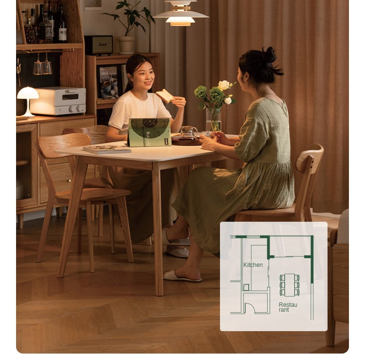 Solid Oak Wood Modern Rocking Dining Table - Stylish & Durable for Home, Restaurant, and Outdoor Dining Spaces