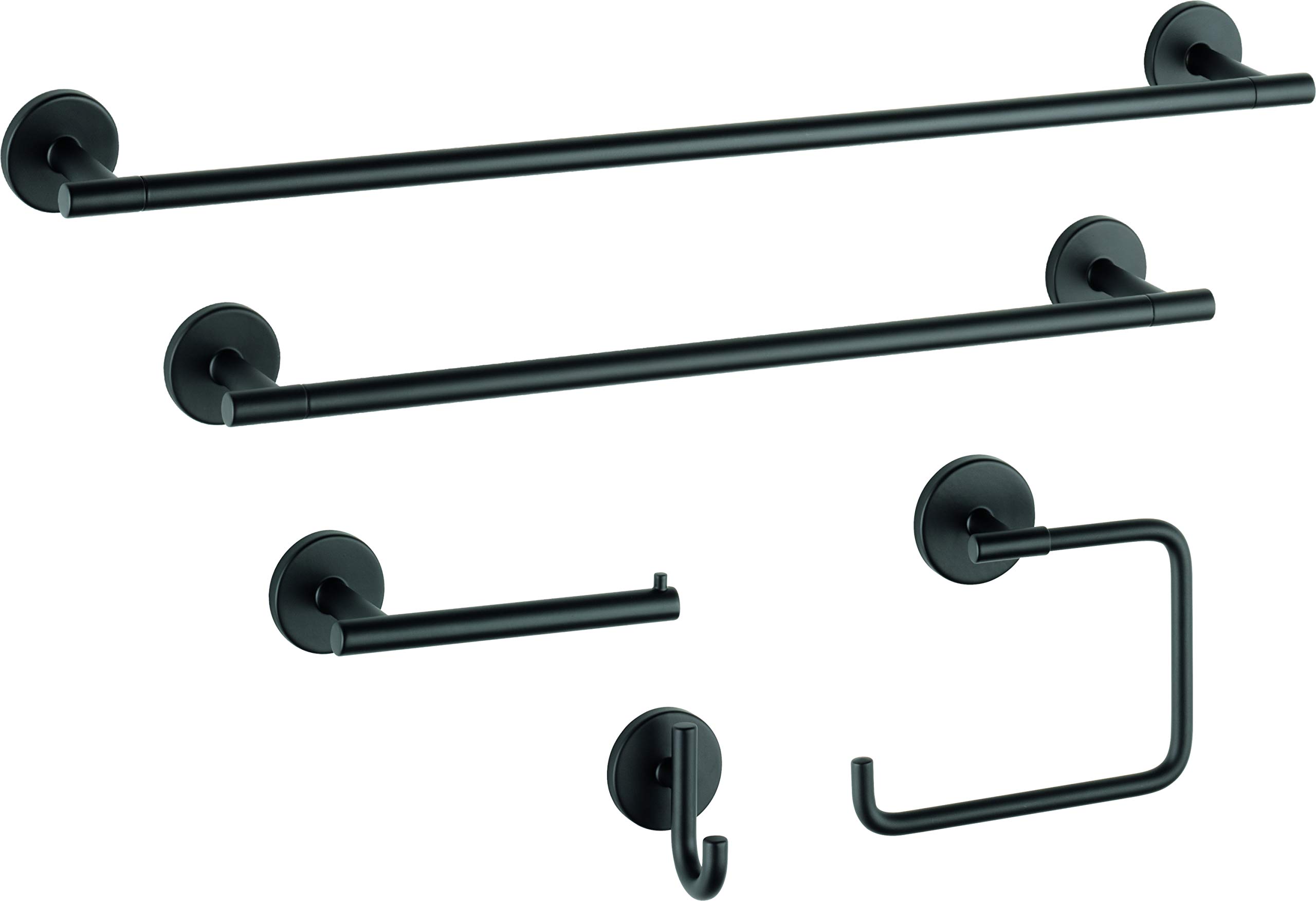 Delta Trinsic 1-Pack Matte Black Toilet Paper Holder - Single Post Wall Mounted Tissue Roll Holder for Bathroom Organization (75950-BL) - Perfect for Modern Bathrooms, Powder Rooms & Guest Baths