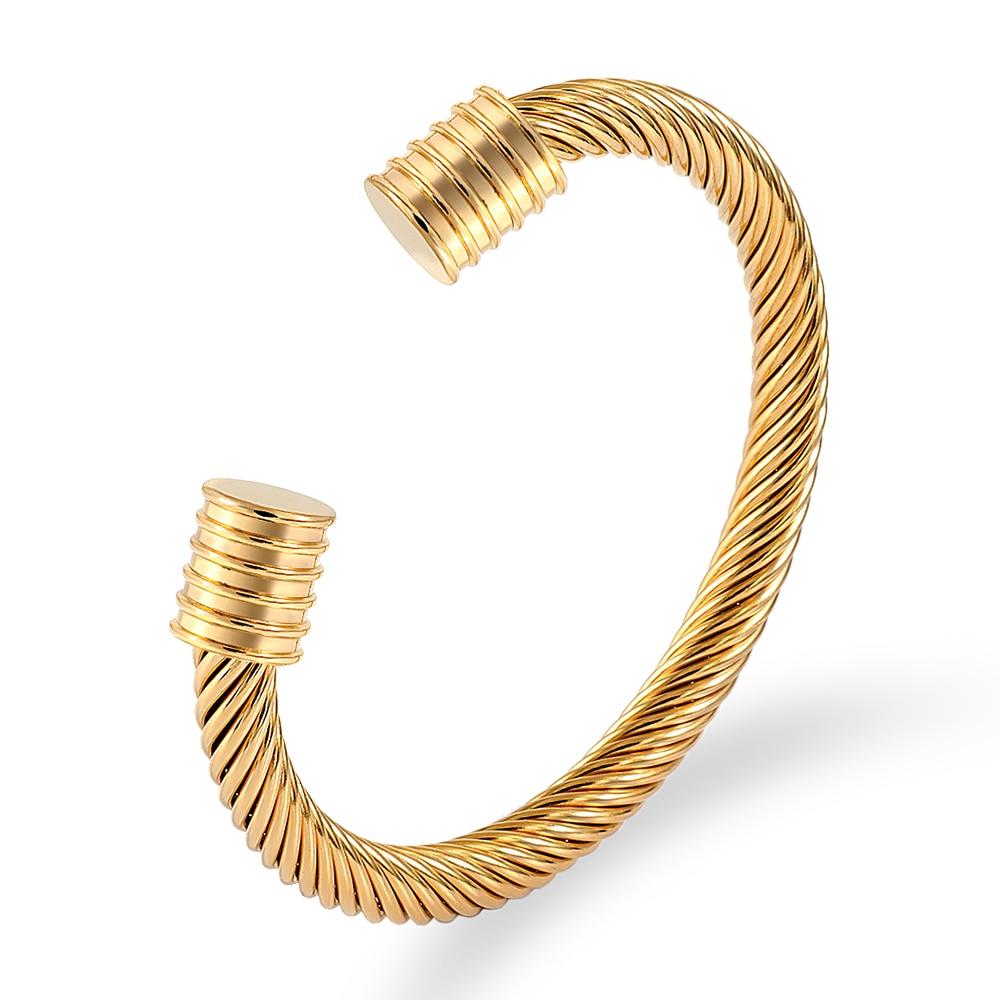 Twisted Cable Wire Bangle Cuff Bracelets for Women - Fashion Jewelry for Casual & Formal Wear - Perfect for Office, Party & Everyday Accessories