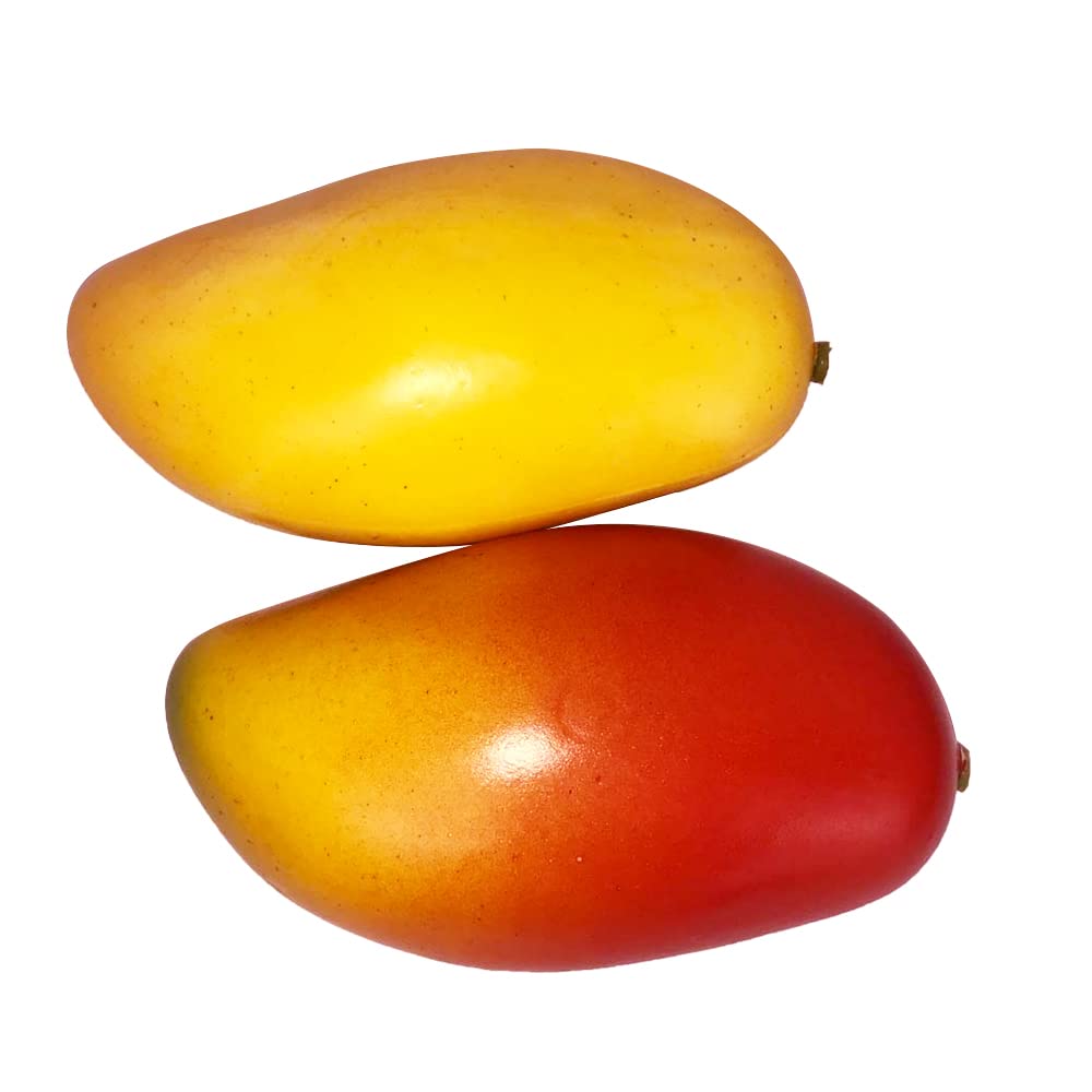 Lorigun 6 Pcs Artificial Mangoes - Realistic Fake Fruit Decor for Home, Restaurant Display, Photo Props & Table Centerpiece - Vibrant Red & Yellow - Perfect for Kitchen, Wedding, Party & DIY Crafts