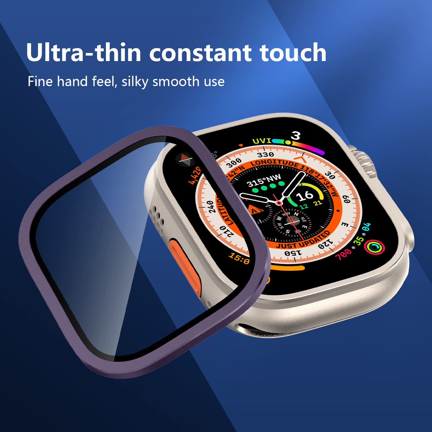 Apple Watch Ultra 49mm Screen Protector - 9H Tempered Glass with Metal Frame | Ultra Thin, Lightweight & Touch Sensitive | Perfect for Sports, Work & Outdoor Activities