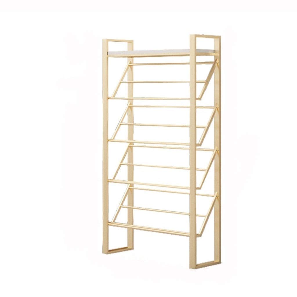 4/5-Tier Metal Shoe Rack Organizer - Large Free Standing Shoe Storage Shelf for Entryway, Hallway & Living Room - Gold (80cm/5-Tiers) - Perfect for Organizing Sneakers, Boots & Sandals in Small Spaces