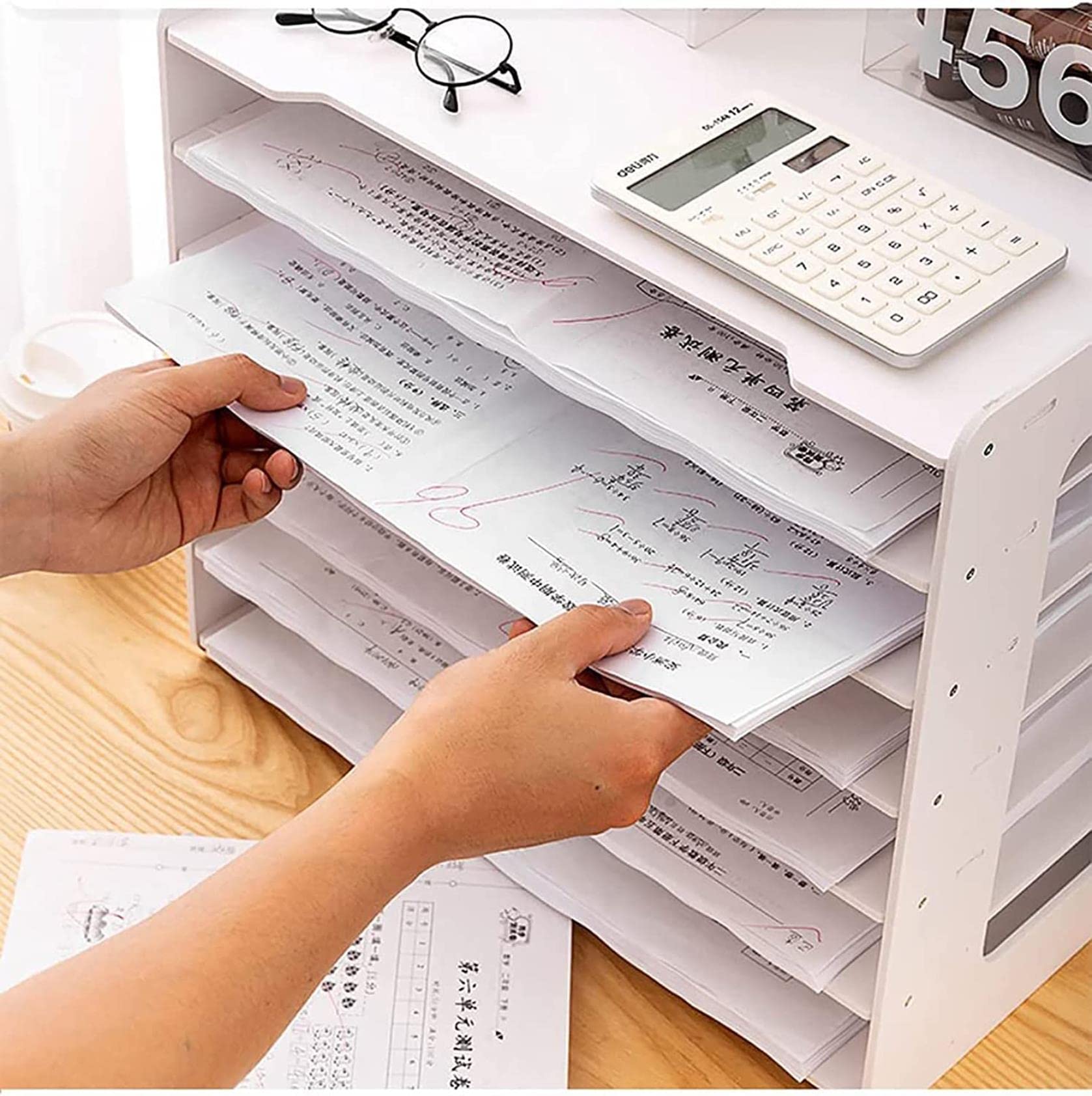 Extra Large A3 Paper Storage Unit - White Desk Folder Shelf for Office & School - Organize Files, Magazines & Stationery - Perfect for Desks, Classrooms & Home Offices