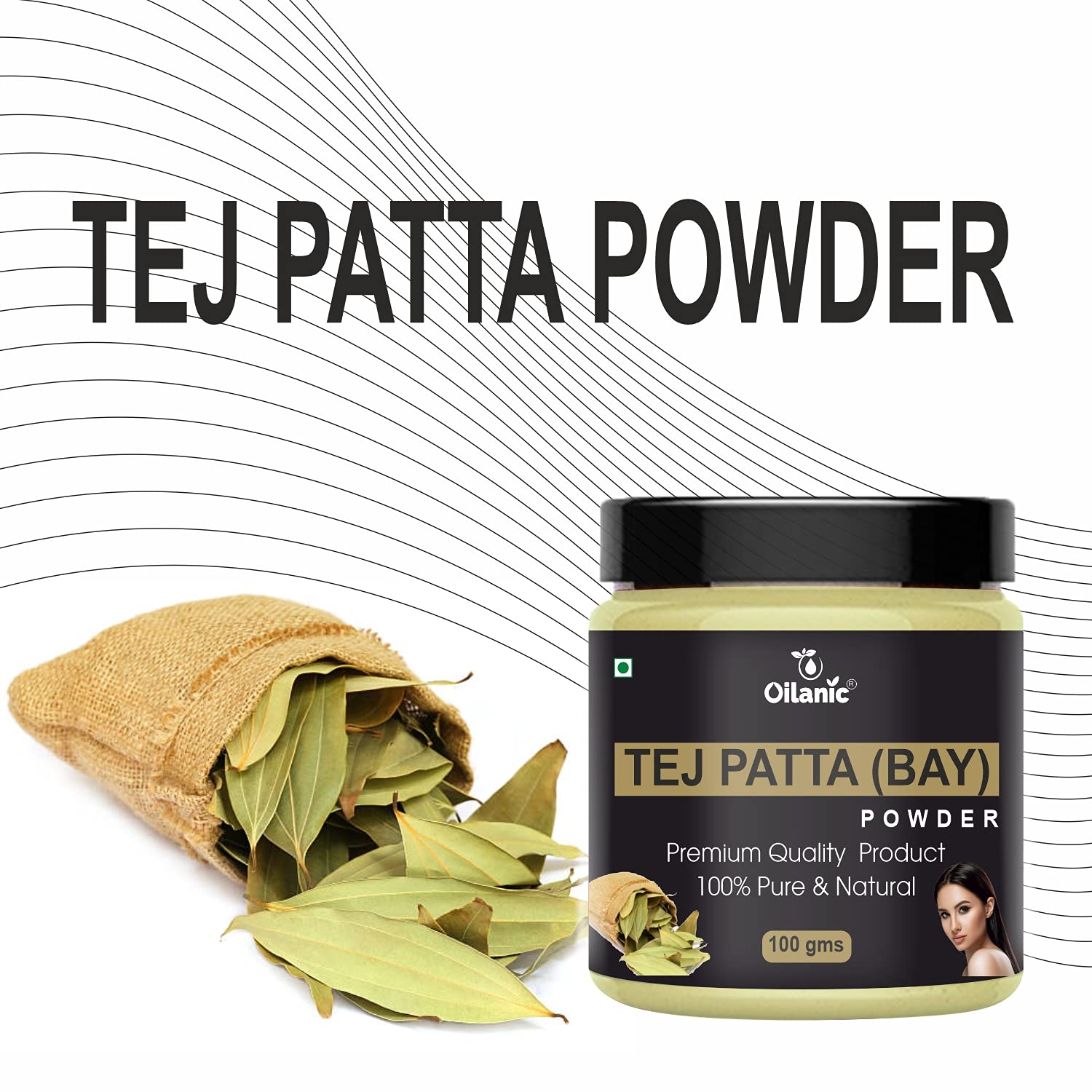 Oilanic 100% Pure & Natural Bay Leaf Powder (Tej Patta) - Skin & Hair Care Combo Pack of 3 Jars (300g) | Ayurvedic Beauty Treatment for Glowing Skin & Healthy Hair Growth