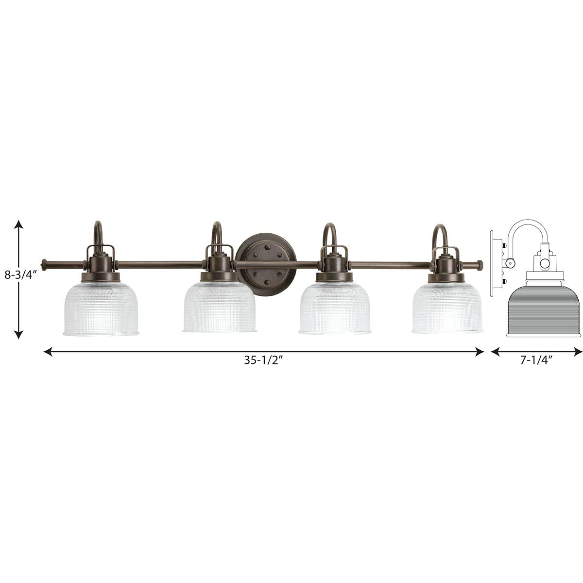 Archie Collection 4-Light Clear Double Prismatic Glass Coastal Bathroom Vanity Light Fixture in Venetian Bronze - Perfect for Coastal Style Bathrooms, Powder Rooms & Beach House Decor