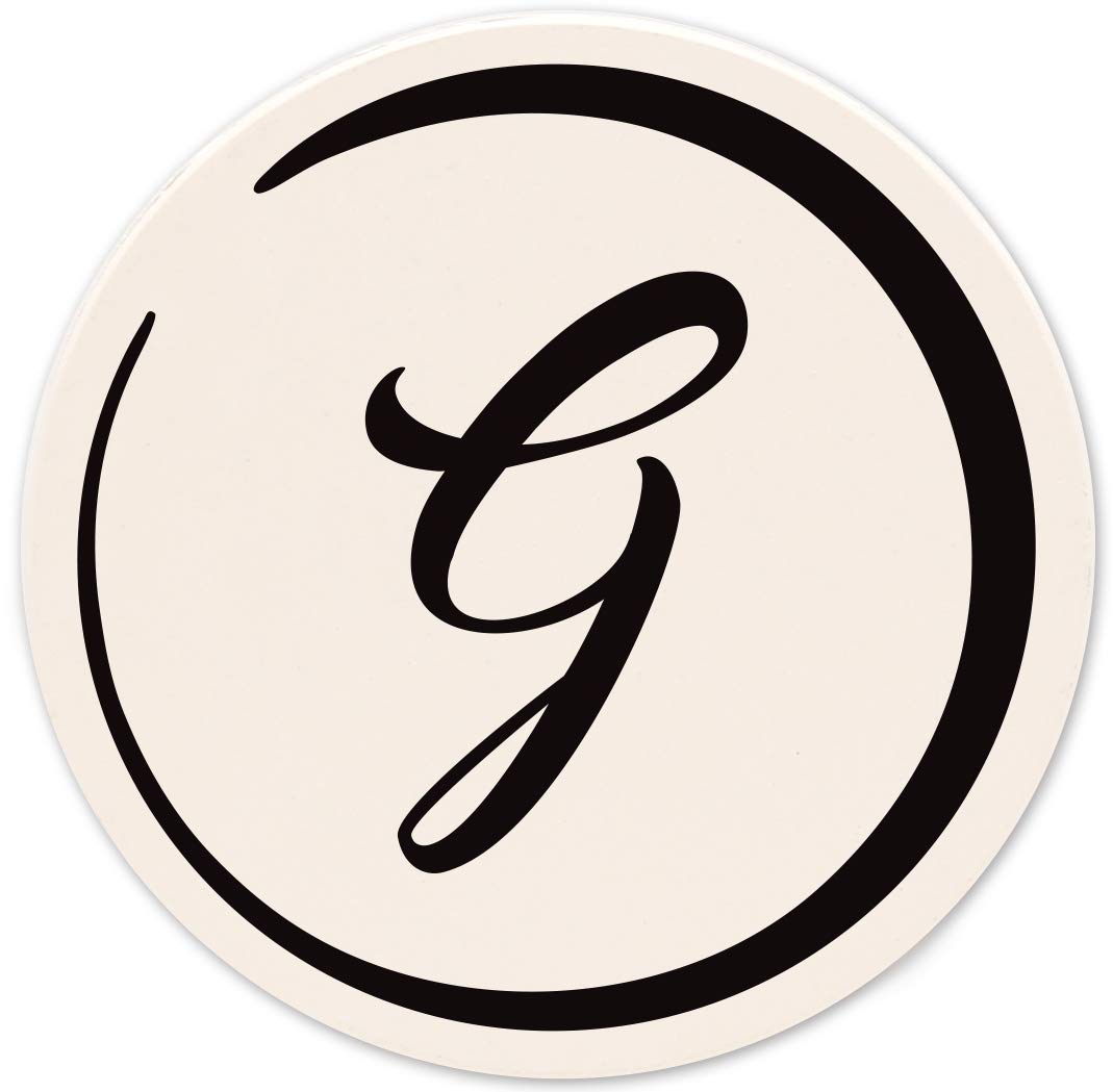 CoasterStone G Monogram Coasters Set of 4 - 4.25 Inch Square Cork Backed Drink Coasters - Personalized Initial Coasters for Wedding, Housewarming & Gifts - Perfect for Coffee Tables, Bars & Home Decor