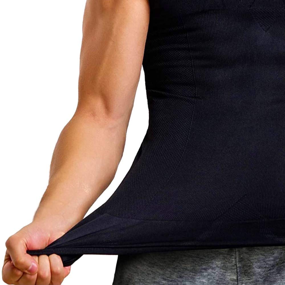 Men's Compression Shirt - Workout Vest for Tummy Control & Gynecomastia - Moisture Wicking Performance Undershirt for Gym, Running & Sports Activities