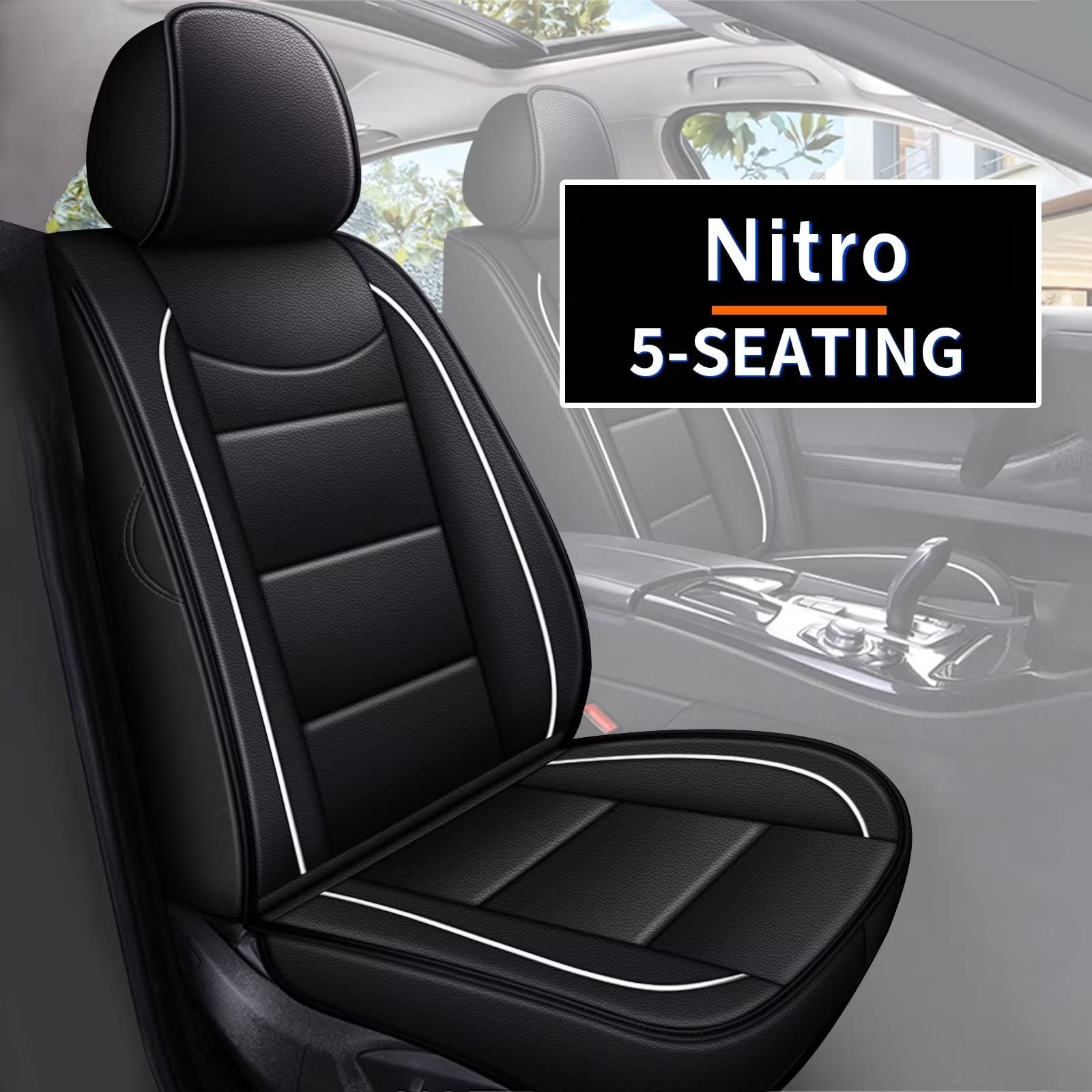 YORKNEIC Full Set Leather Seat Covers for Dodge Nitro 2010-2020 - 5-Seat Airbag Compatible, Comfortable & Breathable Black Car Seat Protectors | Perfect for Daily Commute, Road Trips & Off-Road Adventures