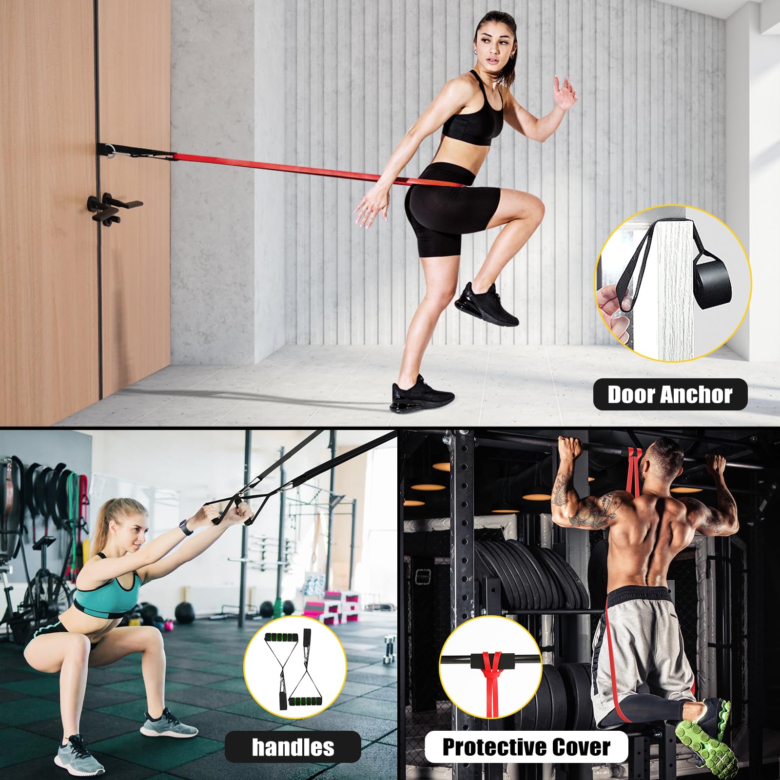 Premium Natural Latex Resistance Bands Set with Door Anchor & Handles - Heavy Duty Fitness Elastic Bands for Home Workouts, Strength Training, Yoga, and Physical Therapy