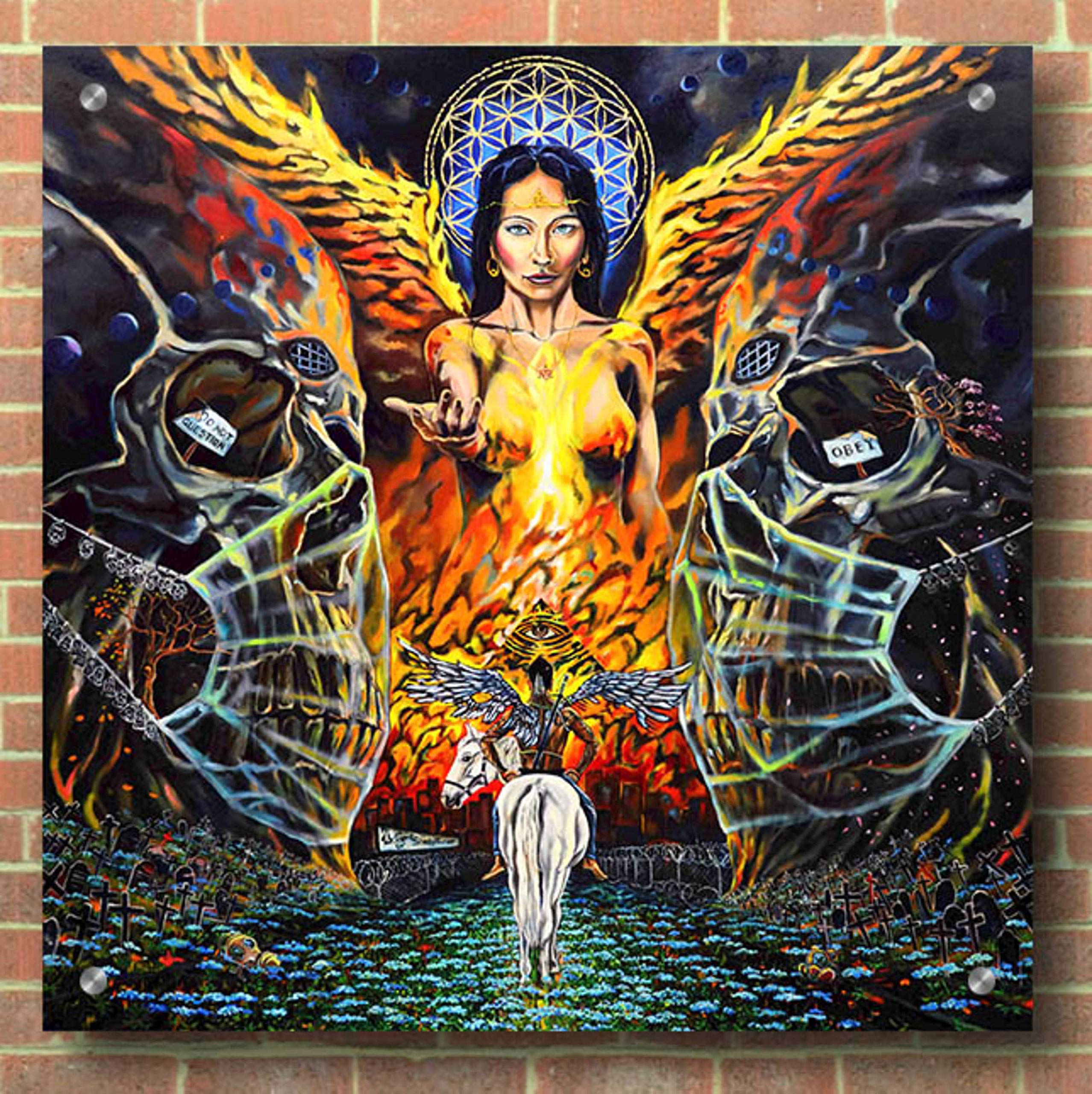 Fallen Angel Acrylic Glass Wall Art by Jan Kasparec - 36x36 Inches Modern Home Decor for Living Room, Bedroom & Office