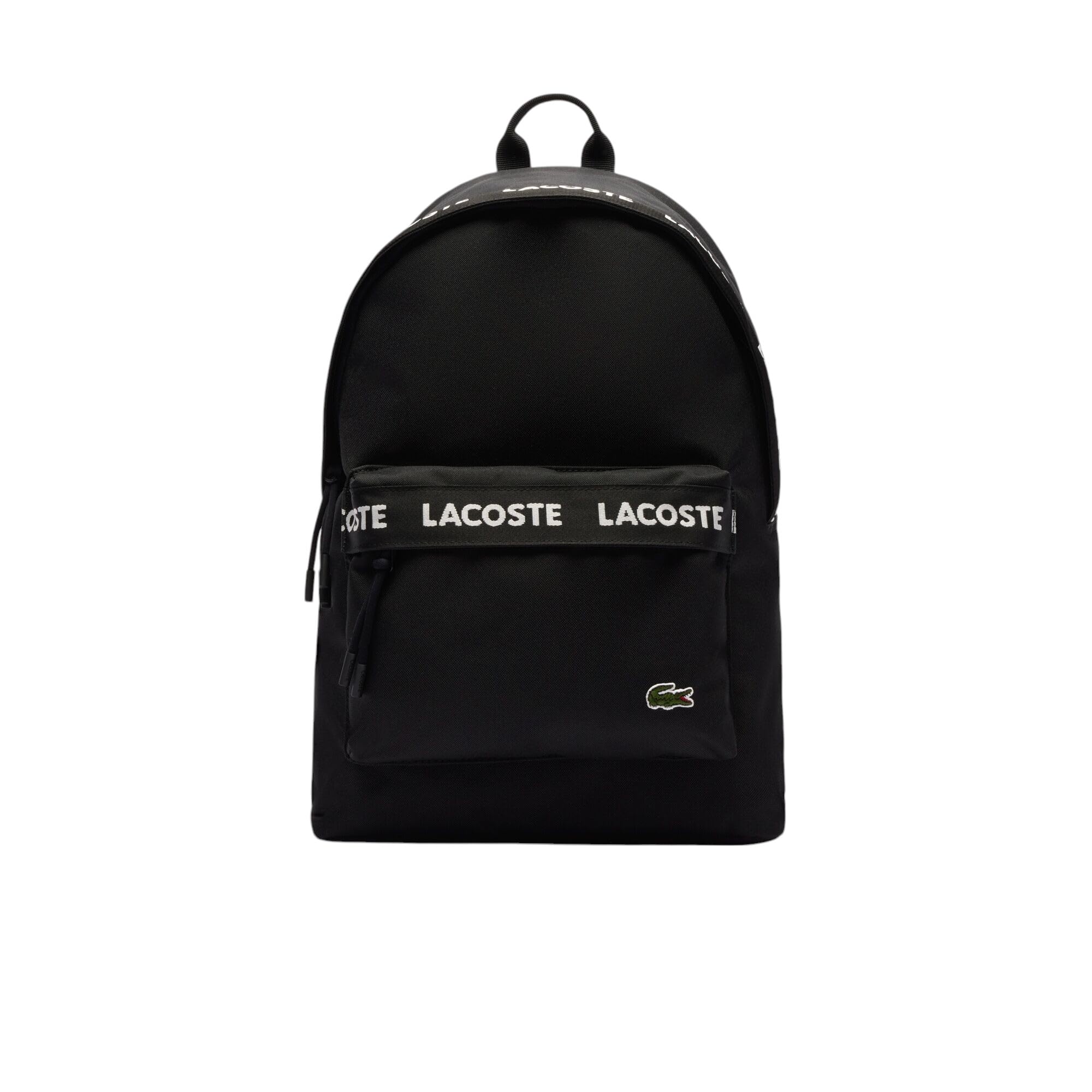 Lacoste Neocroc Logo Backpack for Men & Women - Waterproof Travel Backpack, Lightweight Laptop Bag for Work, School & Gym - Tape Black, One Size