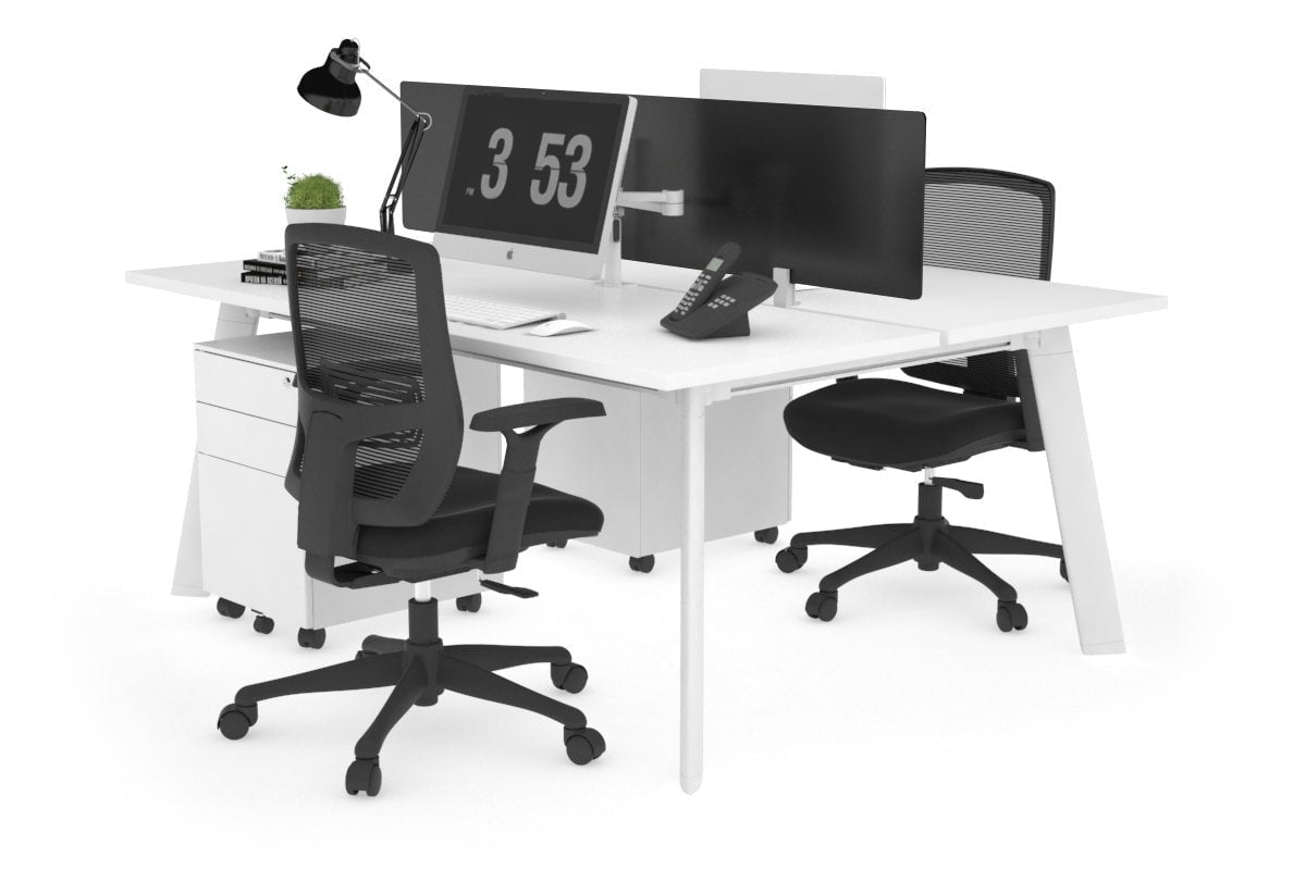 2-Person Workstation with White Frame - 1800L x 700W - Perfect for Office, Home Office, and Collaborative Workspaces
