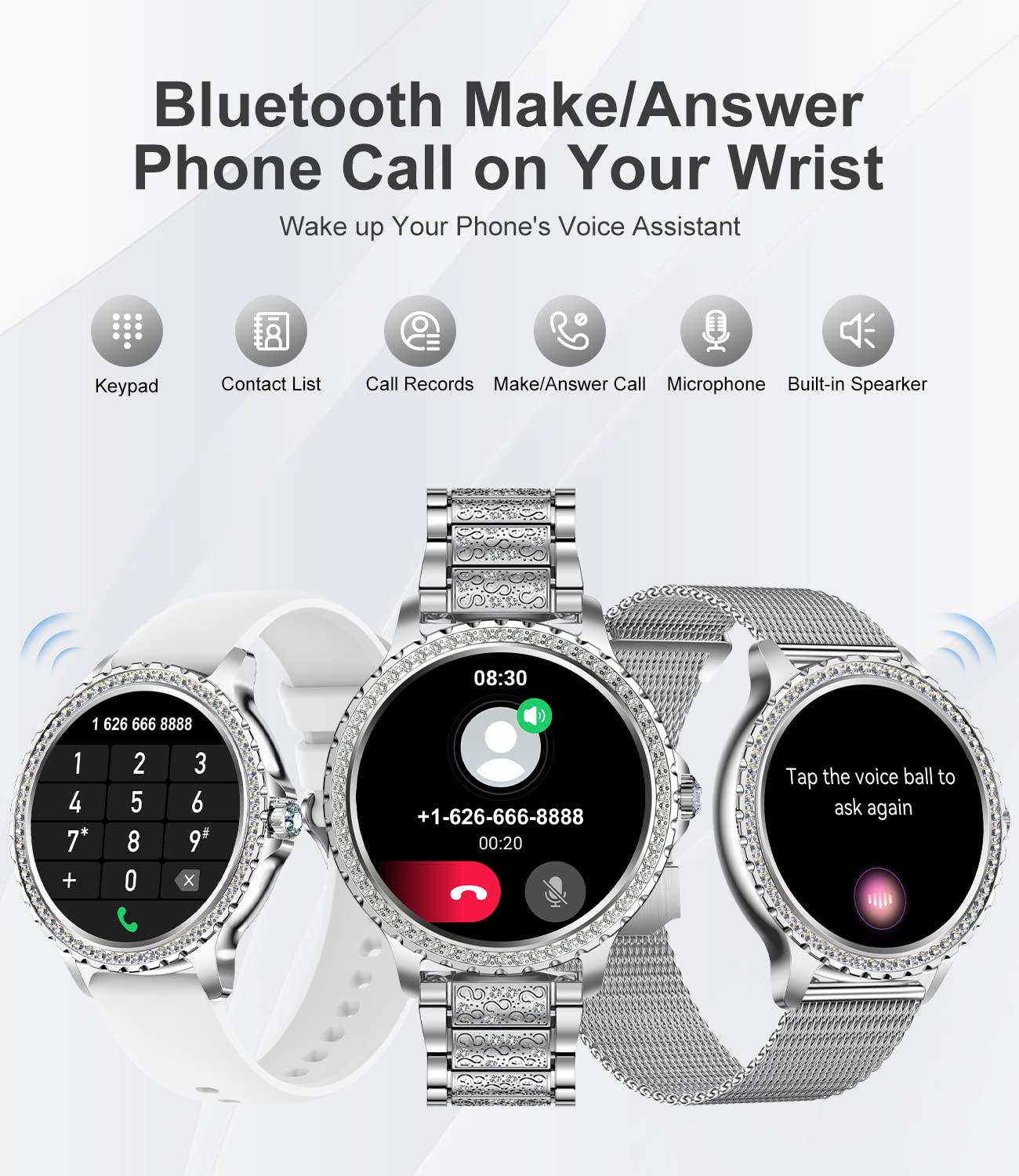 Women's Smart Watch with Bluetooth Phone Calls for Android & iOS - 1.32