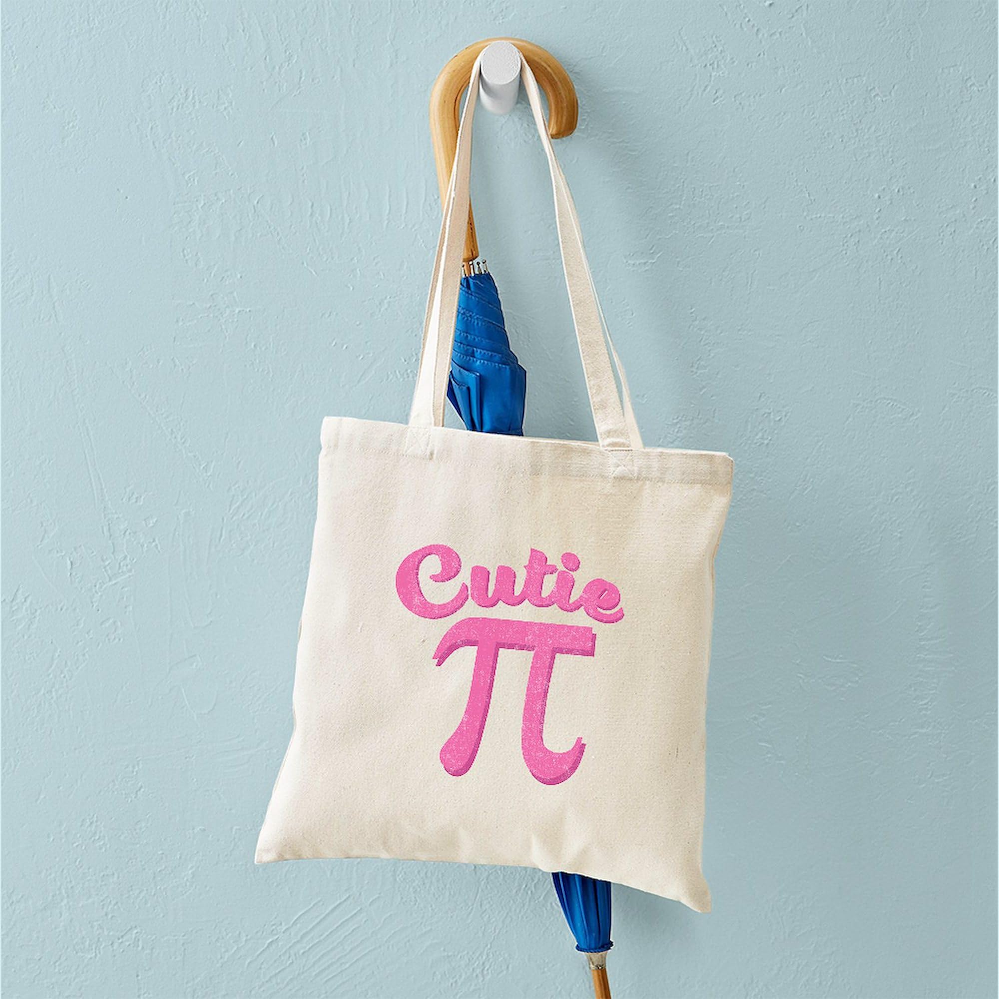 Cutie Pi Tote Bag - Natural Canvas Reusable Shopping Bag for Women | Eco-Friendly Grocery Tote for School, Work & Farmers Market