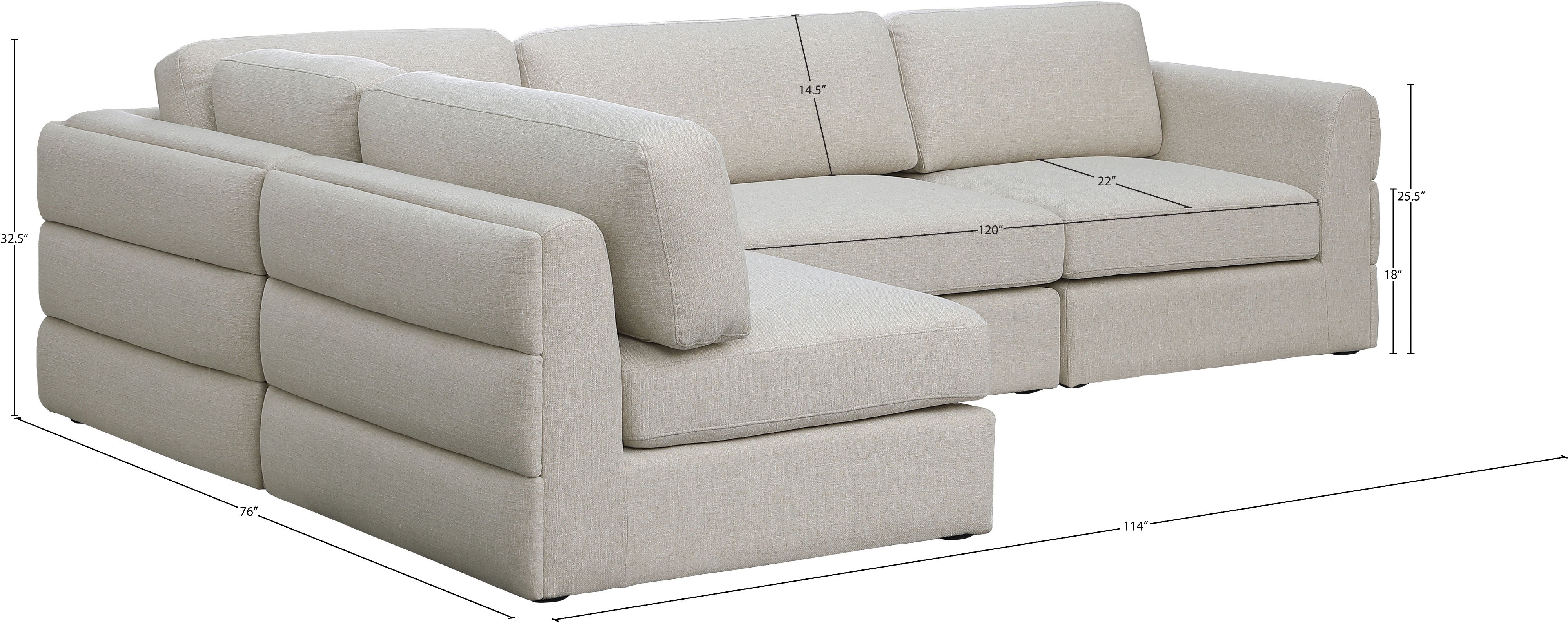 Beckham Durable Linen Textured Fabric Modular Sectional Sofa - Modern Living Room Furniture for Home Theater & Family Gatherings