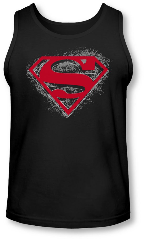 Superman Men's Hardcore Noir Shield Graphic Tank Top - Superhero Workout Shirt for Gym, Cosplay & Casual Wear