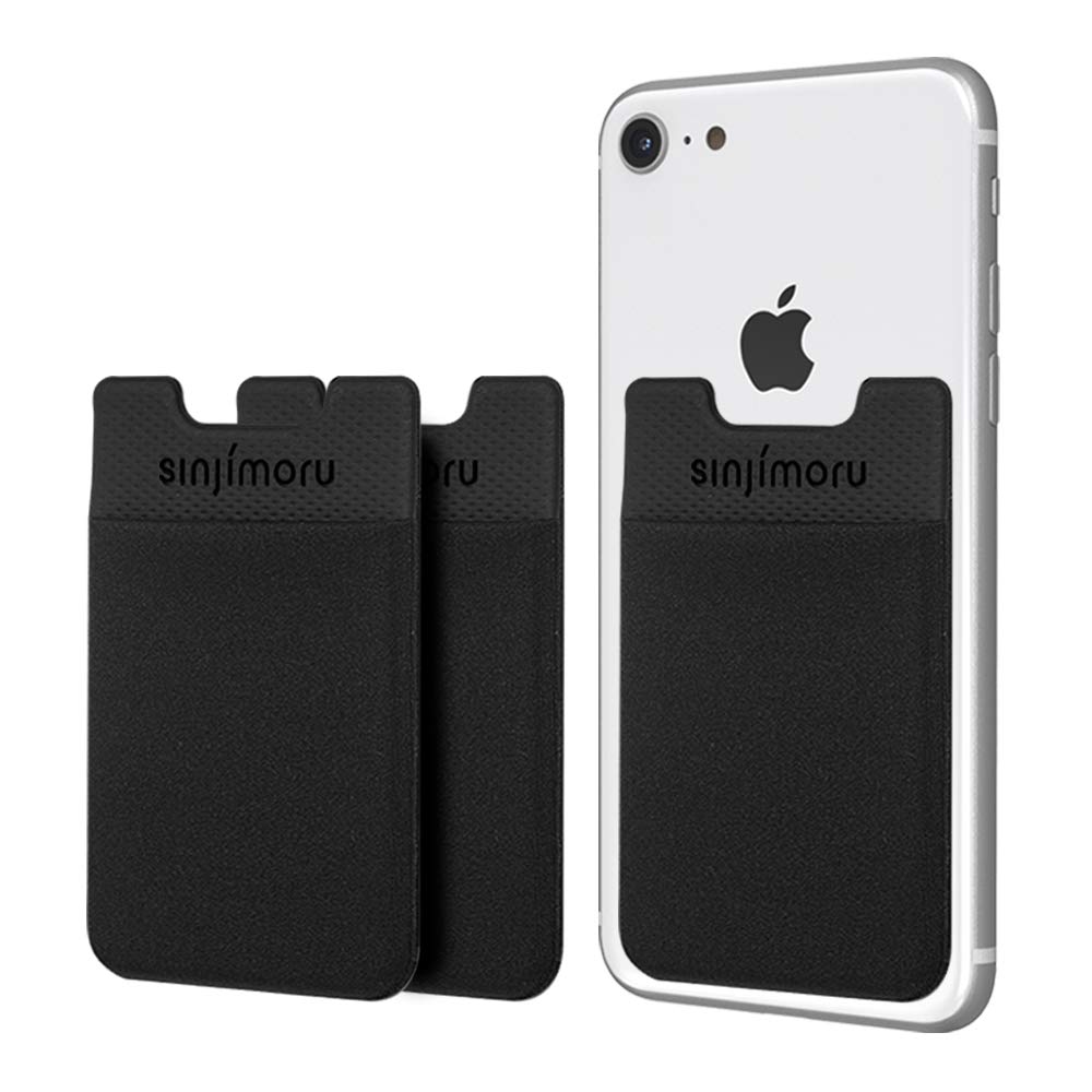 Sinjimoru Adhesive Stretchy Phone Wallet - 3 Pack Black Card Holder for iPhone (Stick-on Back of Phone) | Perfect for Hands-Free Shopping, Commuting & Travel Accessories