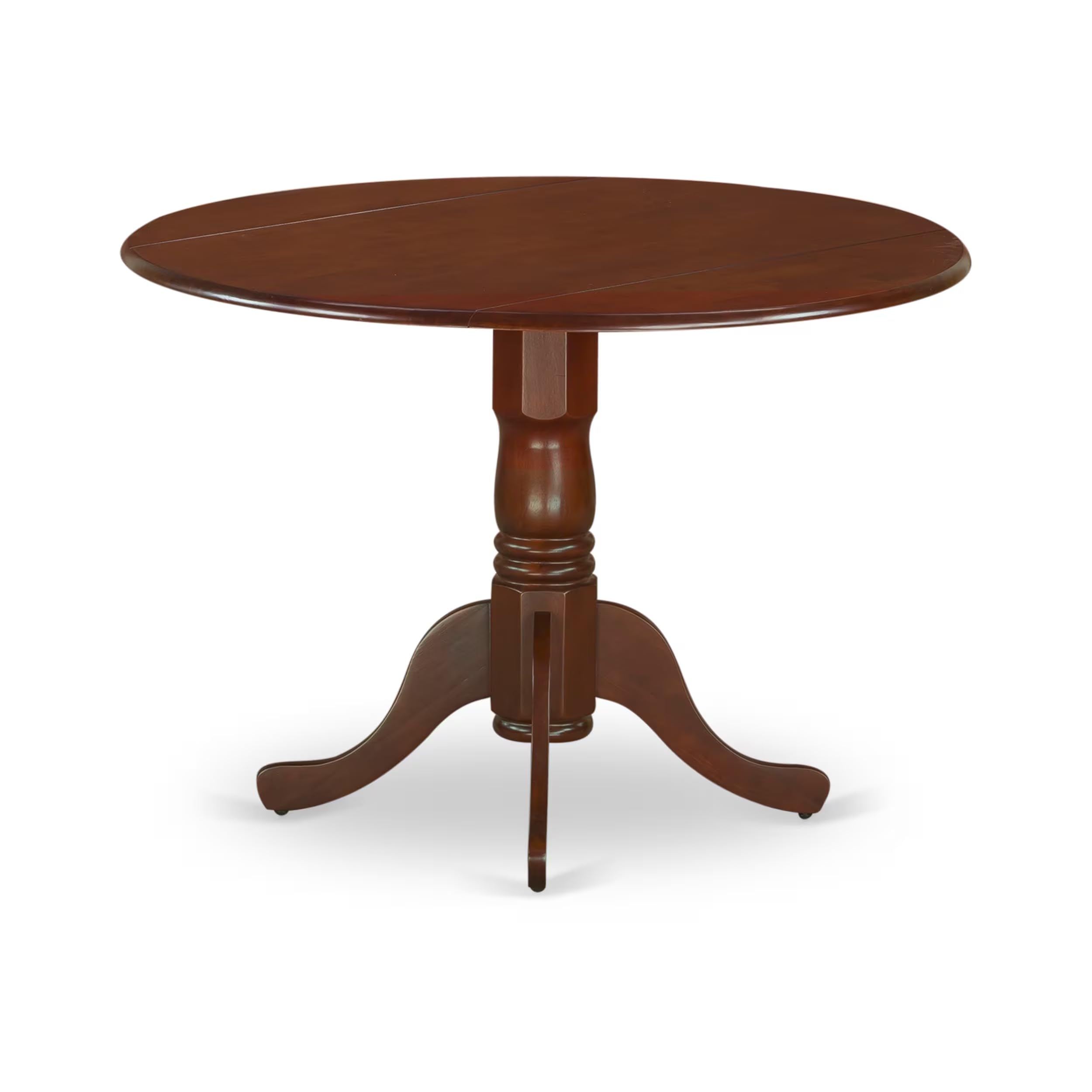 East West Furniture DLCA3-MAH-W 3-Piece Round Drop Leaf Kitchen Table Set with 2 Chairs for Small Spaces, 42x42 Inch, Mahogany - Perfect for Apartments, Breakfast Nooks & Cozy Dining Areas