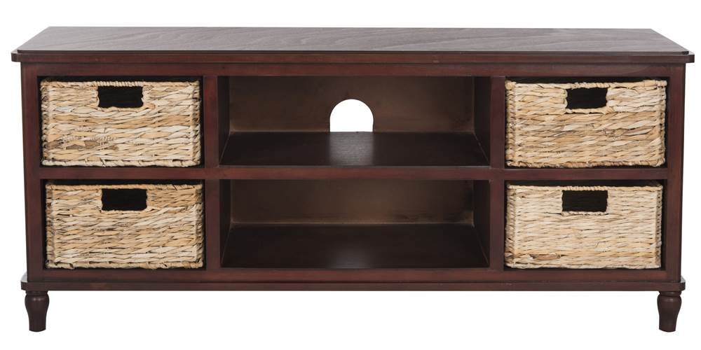 Safavieh Rooney Entertainment Unit - Cherry Finish TV Stand with Storage for Living Room, Home Theater & Media Console - Modern Furniture for TV, DVD, Gaming & Streaming Devices