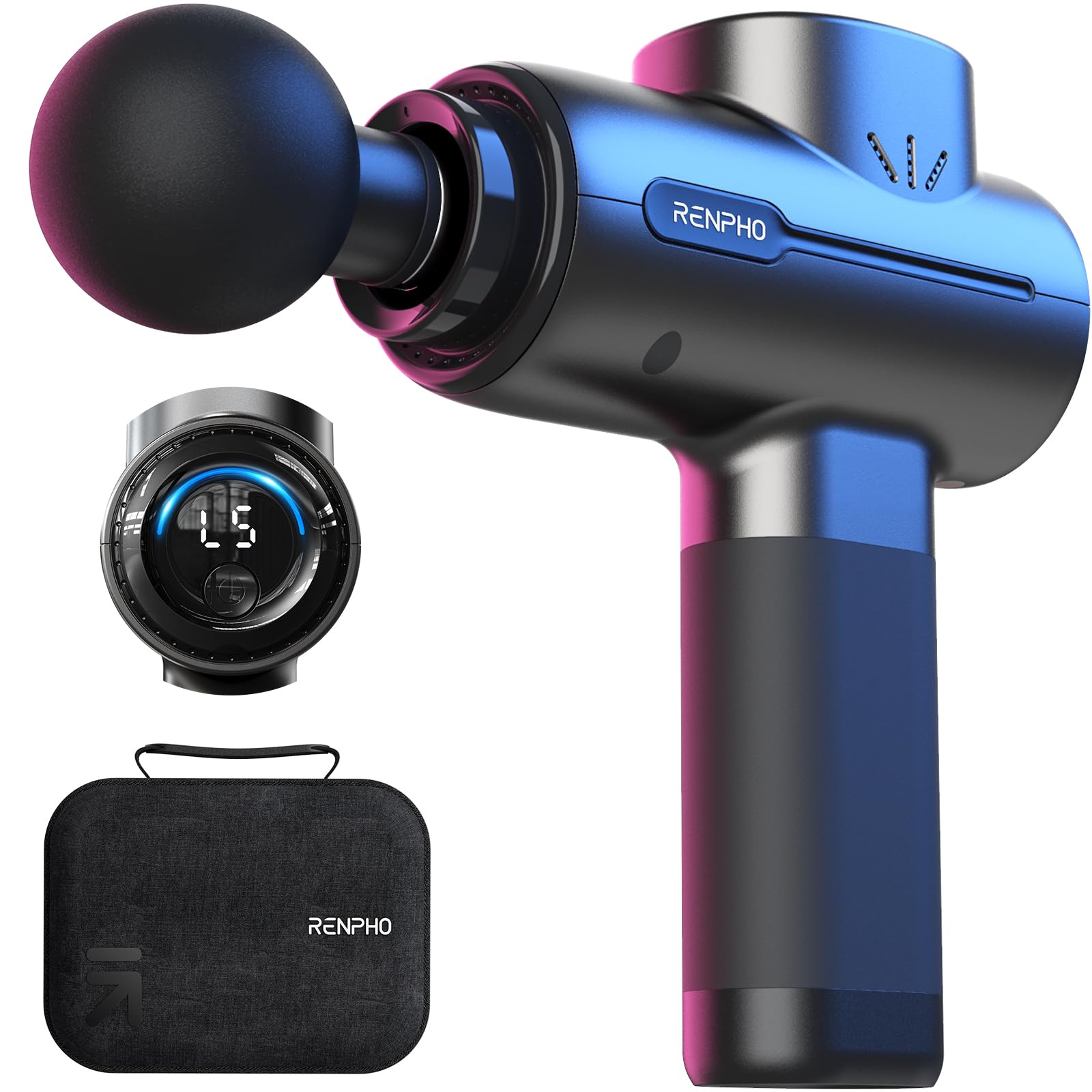 Renpho Deep Tissue Massage Gun - Portable Percussion Muscle Massager for Back, Neck & Shoulder Pain Relief | FSA/HSA Eligible | Perfect for Athletes, Gym Recovery & Home Use | Includes Travel Case - Ideal Mother's Day Gift for Men & Women