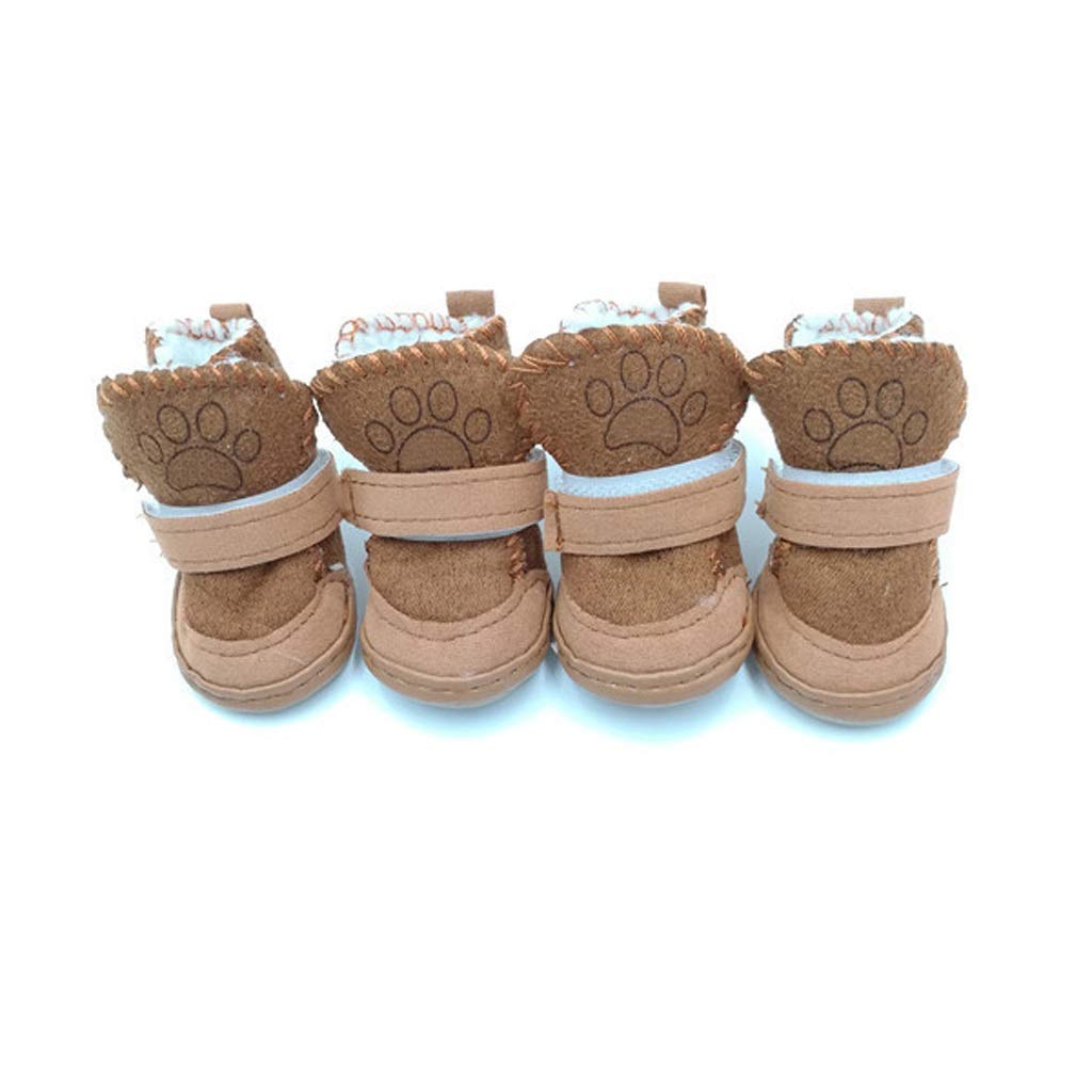 KGEZW Winter Warm Dog Boots 4Pcs Set - Waterproof Cute Puppy Shoes for Snow Walking | Cozy Cotton Blend Pet Booties for Small Medium Dogs - Perfect for Winter Walks, Snowy Days & Outdoor Adventures