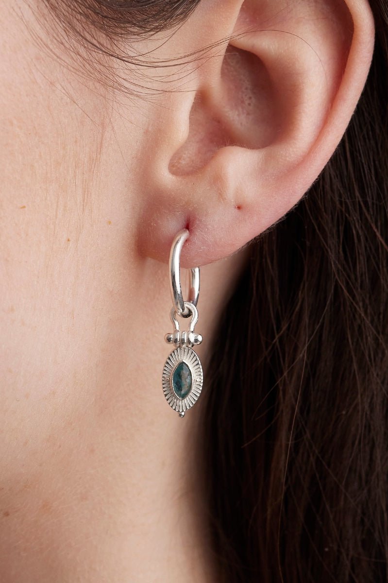 Radiance Apatite Silver Hoop Earrings - Elegant Gemstone Jewelry for Women | Perfect for Parties, Weddings & Everyday Wear