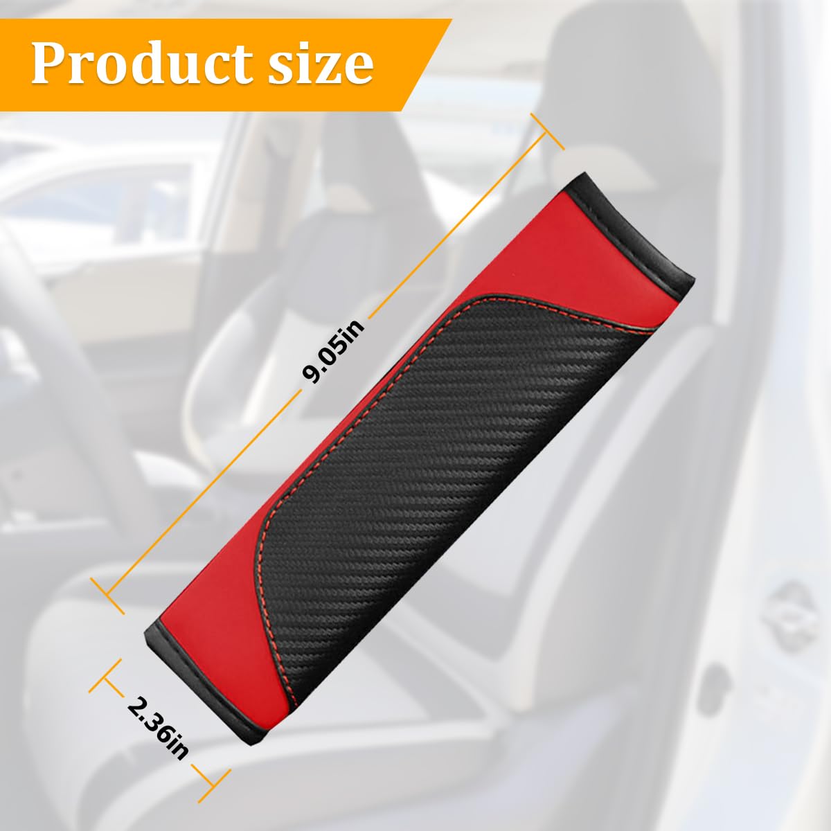 2PCS Carbon Fiber Car Seat Belt Cover - Soft Shoulder Protection Pad for Comfort & Safety - Neck & Shoulder Cushion for Car, Truck - Red Car Accessories (Perfect for Long Drives & Daily Commutes)