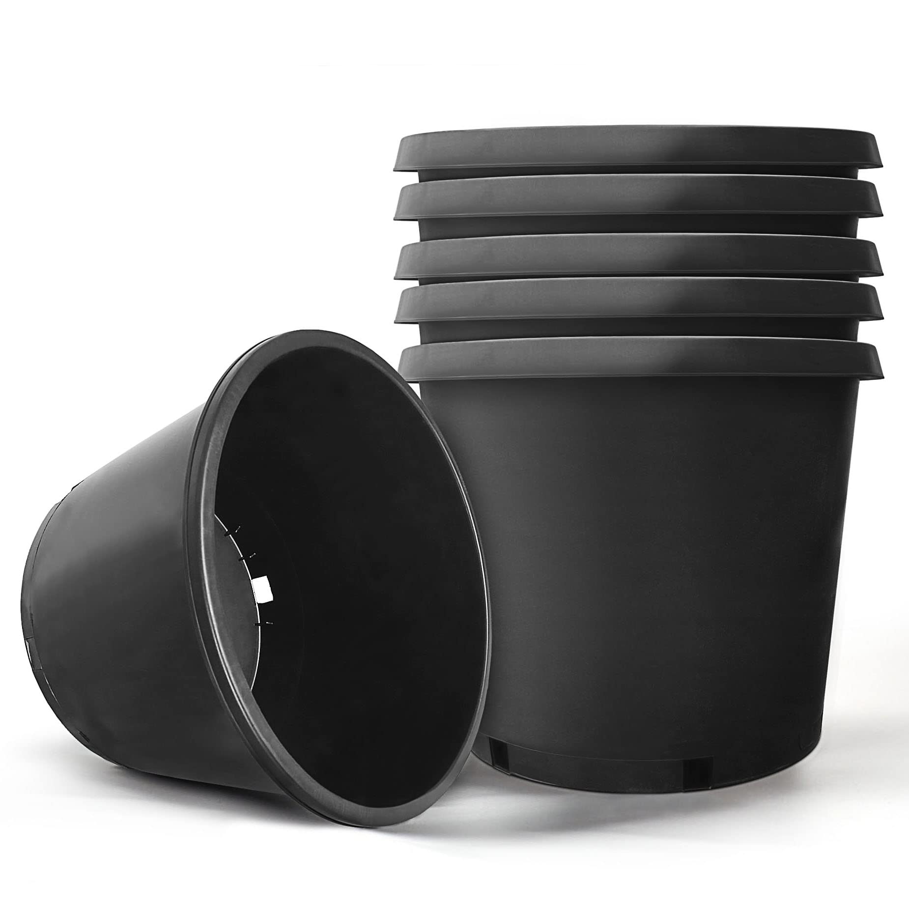 15 Gallon Flexible Nursery Pots with Drainage Holes - 5 Pack Plastic Plant Containers for Indoor/Outdoor Vegetables, Flowers & Plants | Perfect for Gardening, Transplanting & Growing Herbs