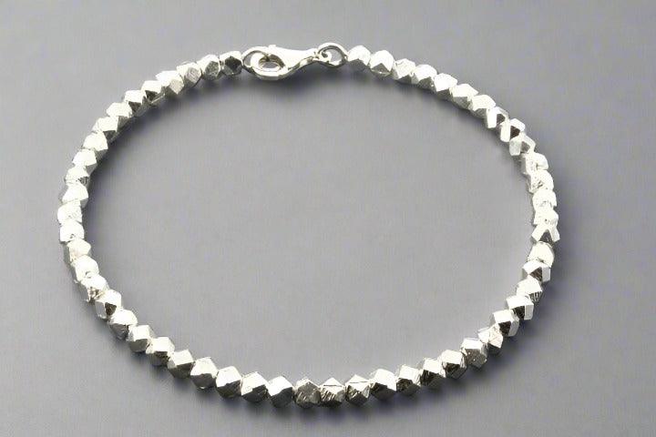 Faceted Bead Stacked Bracelet - Sterling Silver Jewelry for Women, Elegant Stackable Bangle for Everyday Wear & Special Occasions