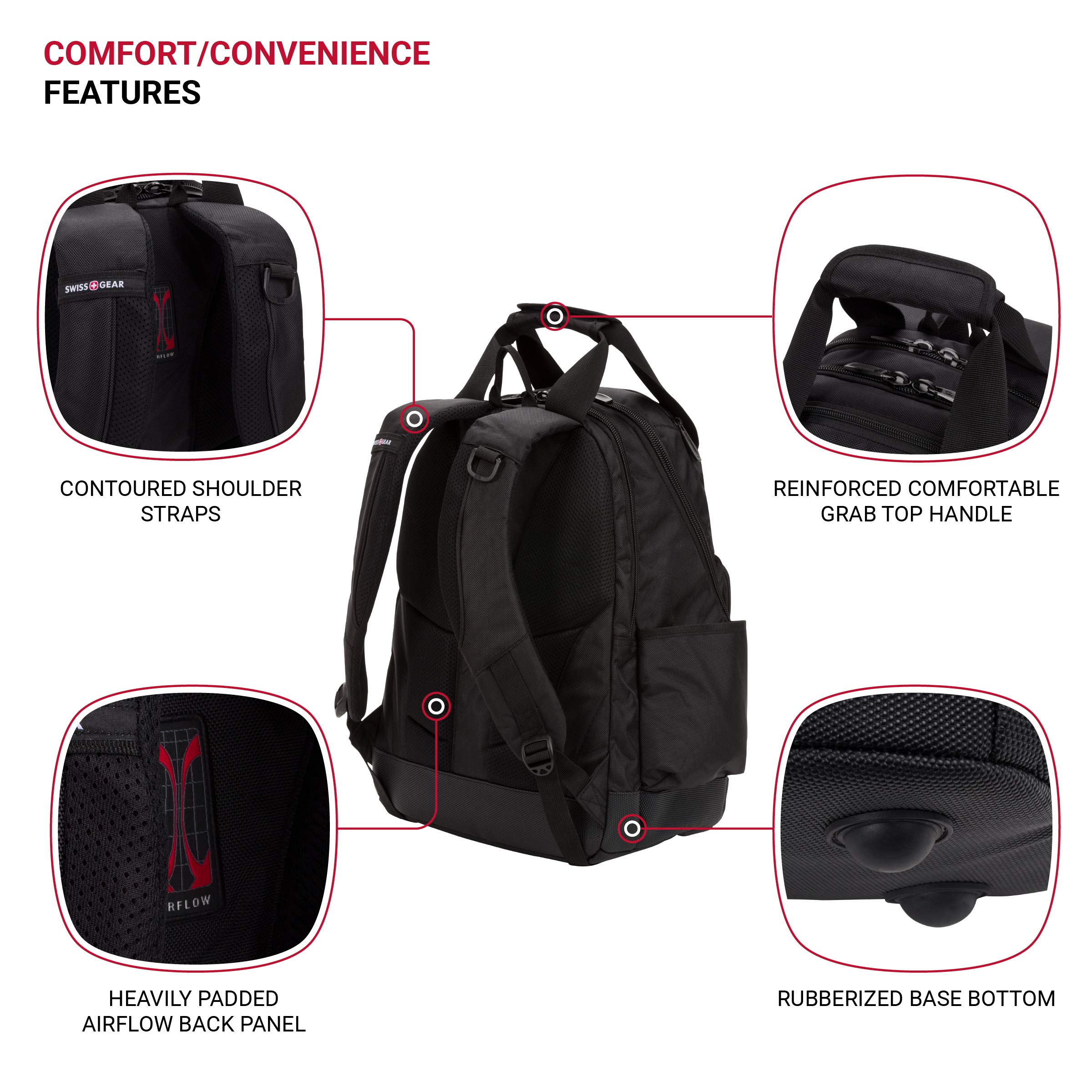 SwissGear Durable Tool Bag Backpack for Professionals - Water-Resistant Work Pack with Laptop Compartment (Fits 15-Inch Laptop) - Ideal for Electricians, Contractors & DIY Projects - Black