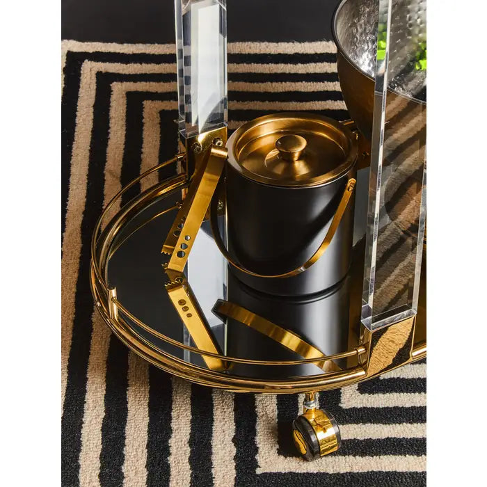 Premium Mixology Black & Gold Finish Ice Bucket - Elegant Cocktail Chilling Accessory for Home Bars, Parties & Wedding Receptions