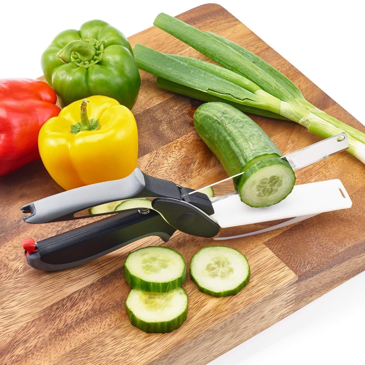 Avenn 2-in-1 Stainless Steel Smart Kitchen Knife & Food Chopper with Built-in Mini Chopping Board - Spring Action Locking Hinge, Sharp Blade for Vegetables, Fruits & Herbs - Perfect for Meal Prep, Cooking & Slicing