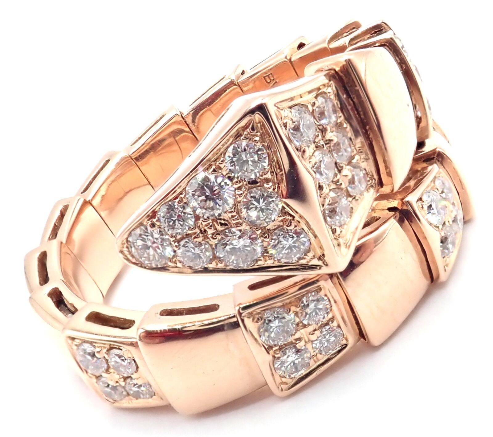 Authentic Bulgari Bvlgari Serpenti Viper 18k Rose Gold Diamond Ring Size 8.75 - Luxury Jewelry for Women, Perfect for Weddings, Anniversaries & Special Occasions