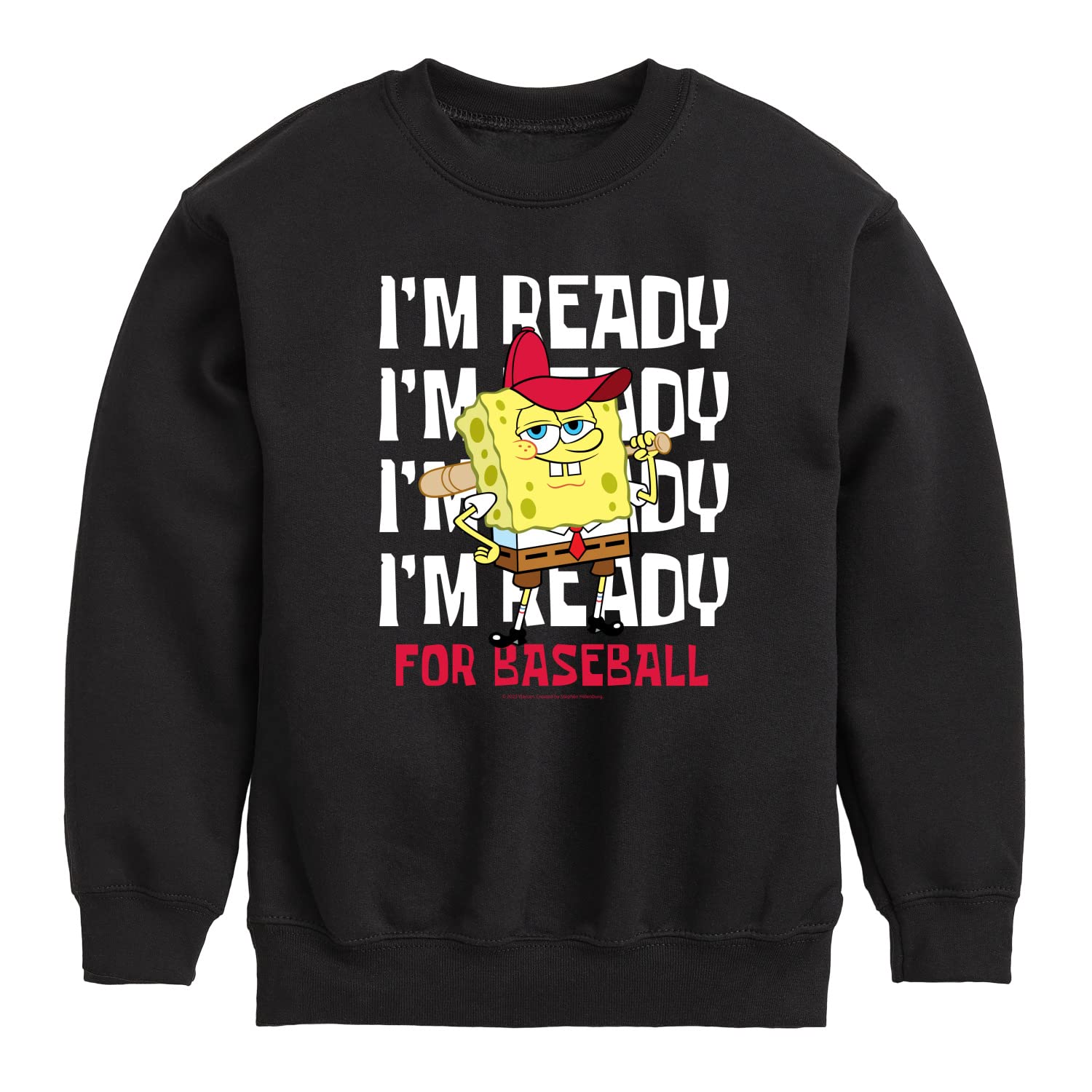 HYBRID APPAREL Spongebob Squarepants Baseball Graphic Fleece Sweatshirt for Toddler & Youth | Soft Crewneck Pullover for Playground & School Activities