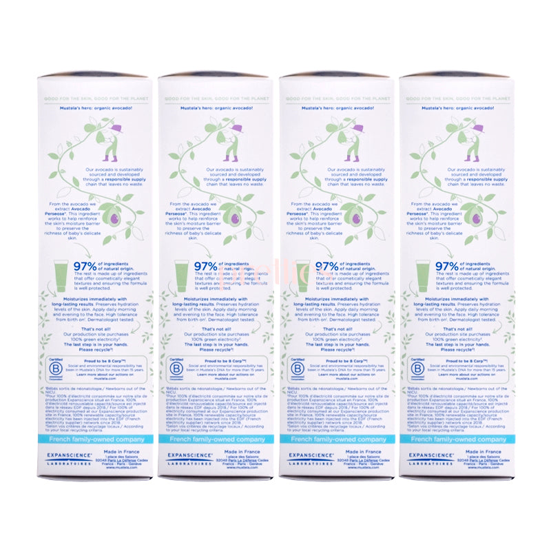 Mustela Hydra Bebe Baby Face Cream 40ml x4 Pack (022648) - Gentle Moisturizer for Newborn & Infant Skin Care - Perfect for Daily Hydration & Protection