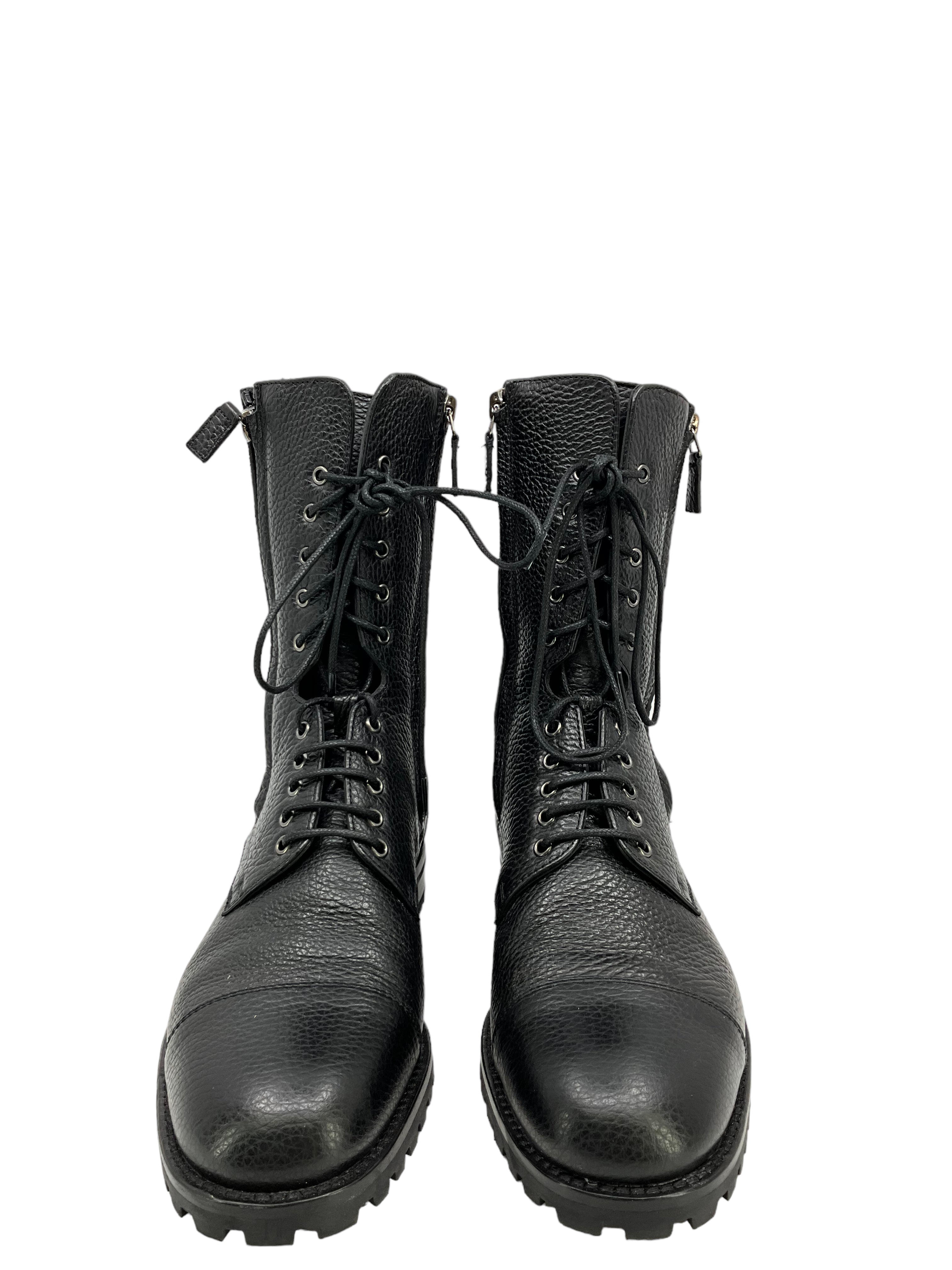 Manolo Blahnik Women's Campcha Leather Combat Boots - Size 7 US, Chunky Heel Ankle Booties for Fall & Winter Fashion, Perfect for Office, Night Out and Street Style