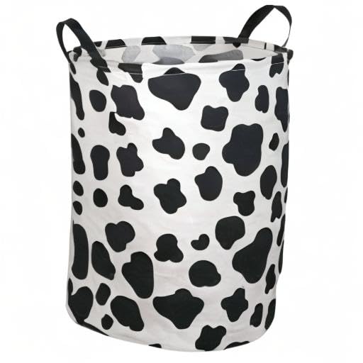 Waterproof Toy Storage Bin - Nursery Hamper, Kids Bedroom Organizer, Laundry Basket with Round Cow Pattern - Perfect for Baby Gifts, Closet Decor & Home Organization