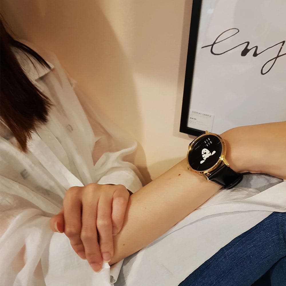 Customized ARIES GOLD Stainless Steel Watch with Black Leather Strap - Unisex Luxury Timepiece for Men & Women | Perfect for Business, Casual Wear & Special Occasions