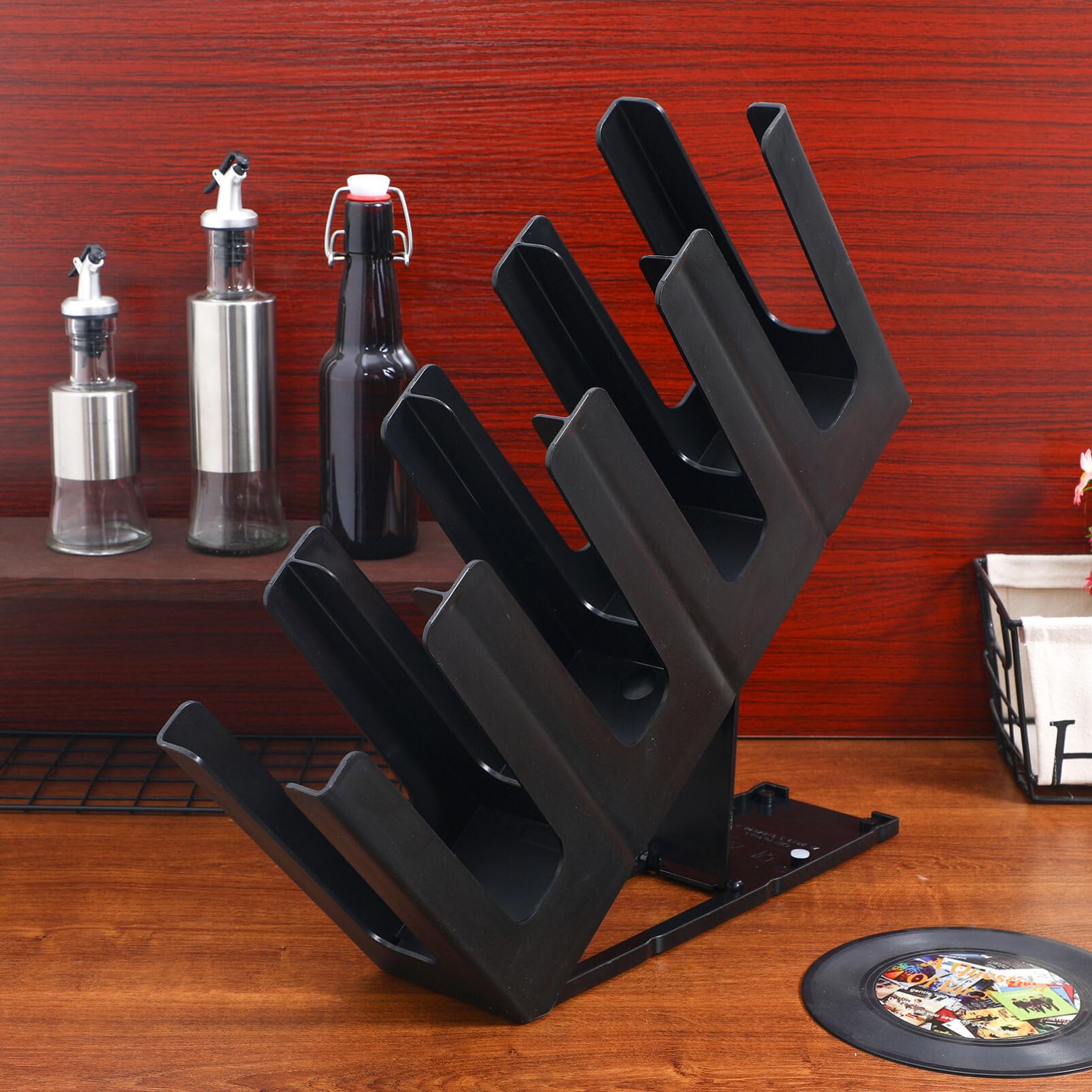 Angoily 4-Compartment Adjustable Coffee Cup & Lid Organizer - Countertop Storage Holder for Restaurants, Cafes, Beach Bars (19.65