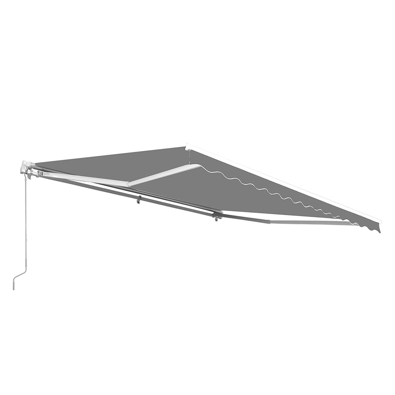16x10 FT Aleko Motorized Retractable Patio Awning with White Frame - Gray Color for Outdoor Shade, Deck & Backyard Protection
