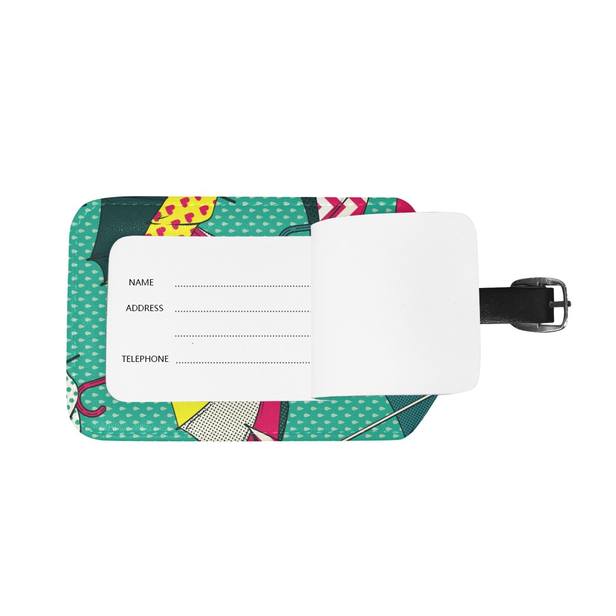 Vintage Comic Umbrella Luggage Tag - PU Leather Travel Suitcase ID Tag, Waterproof Baggage Label for Airlines (Perfect for Travel, Business Trips & Vacation)