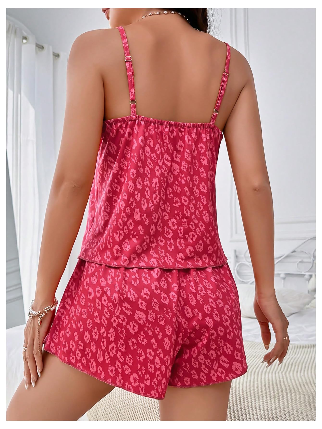 Verdusa Women's 2 Piece Lace Trim Lounge Set - Soft Cami Top & Comfortable Shorts for Sleepwear, Pajamas & Home Relaxation | Perfect for Lounging, Sleeping & Cozy Nights at Home