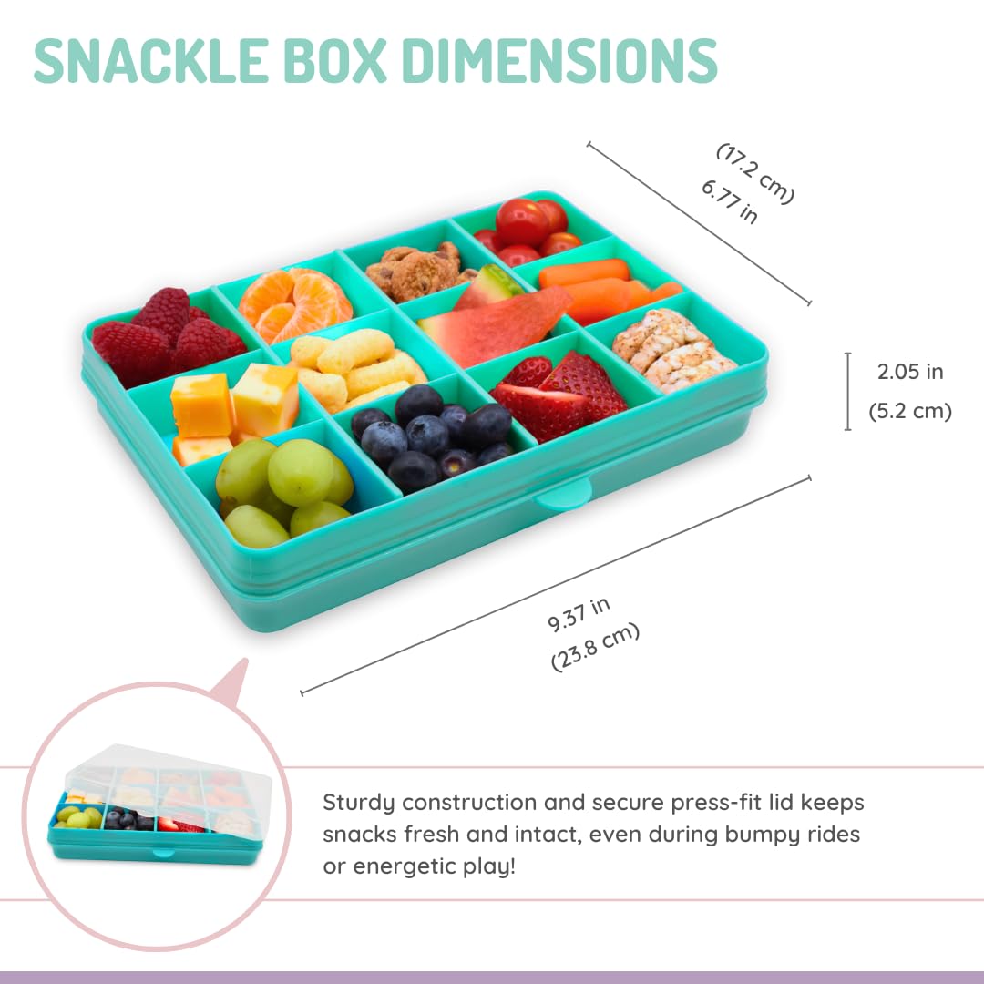 Melii Snackle Box - 12-Compartment BPA-Free Divided Snack Container for Kids, Removable Dividers, Perfect for Food Storage, Arts & Crafts, Beads & Small Items - Ideal for School Lunches, Travel & Organization (Blue)