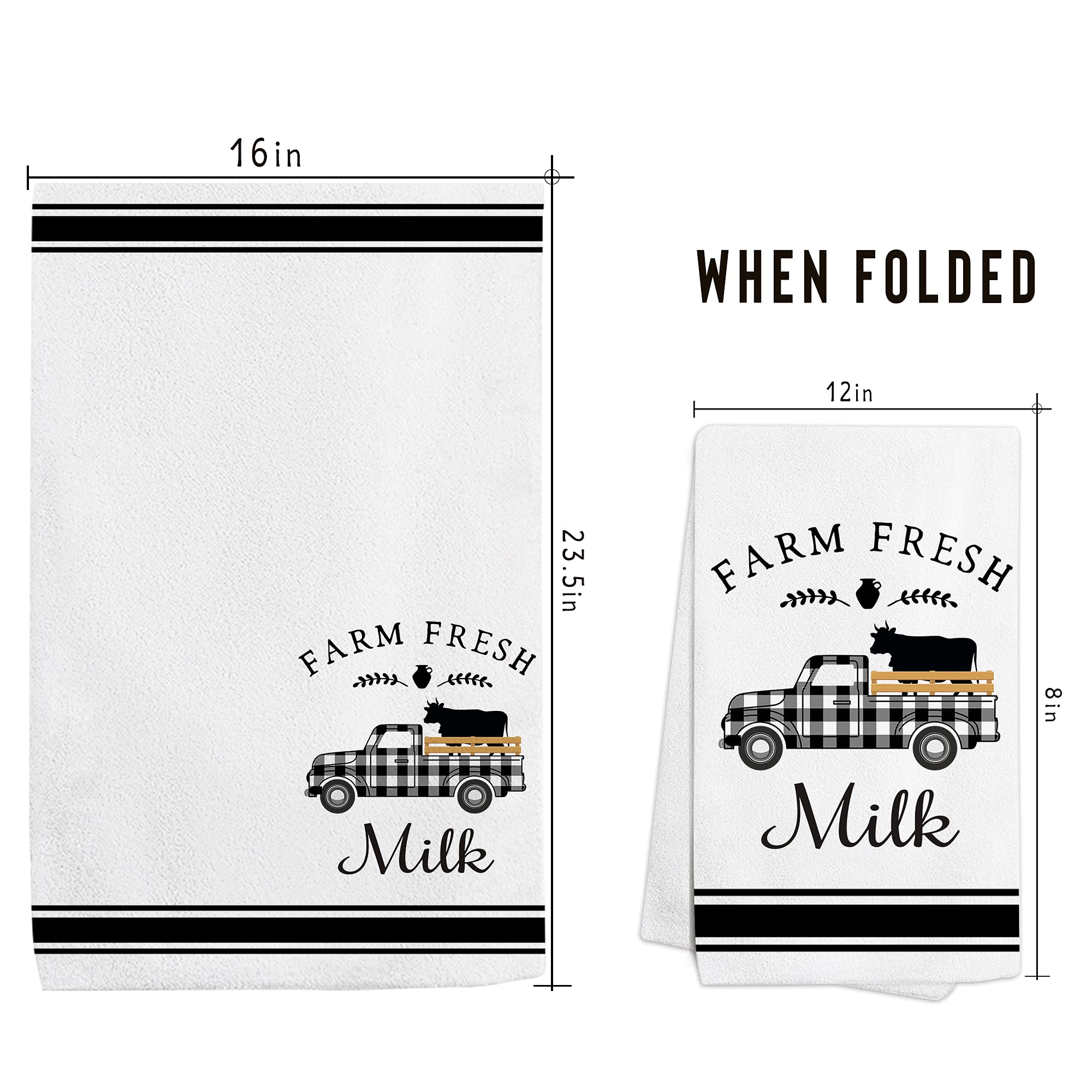 Farm Animal Themed Kitchen Towels Set of 4 - Rooster & Cow Print Cotton Dish Cloths for Drying Dishes, Farmhouse Decor Tea Towels, Perfect Housewarming Gifts for New Home | Ideal for Kitchen Use, Dish Drying, and Farmhouse Style Home Decor