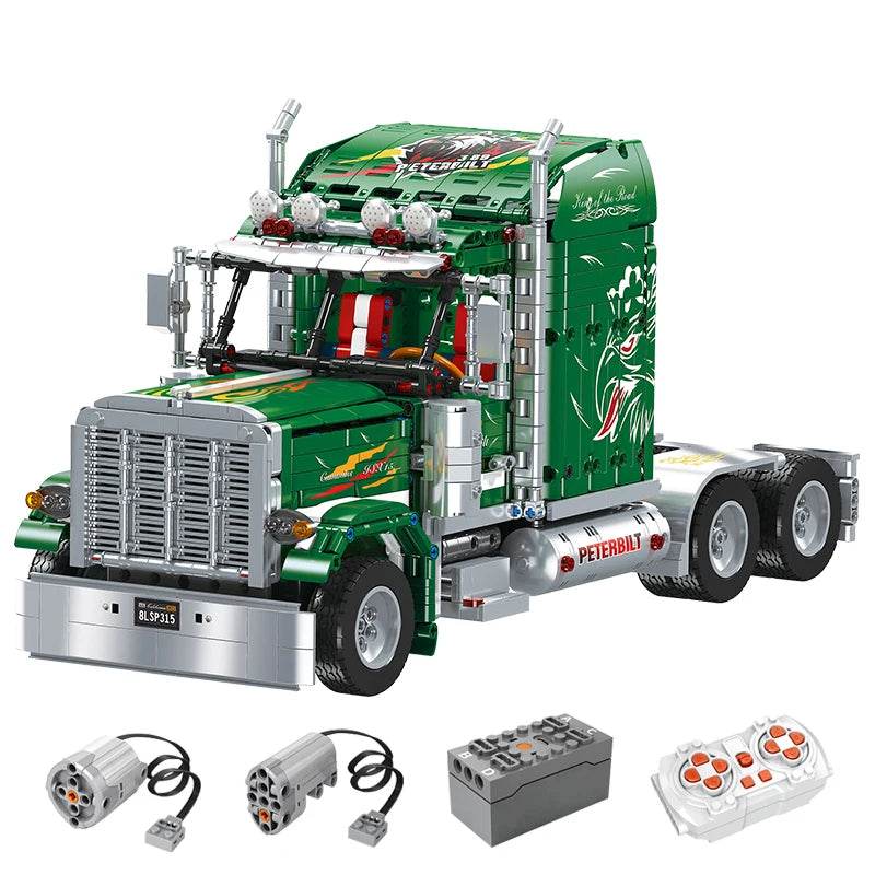 2105pcs JIESTAR JJ9069 Peterbilt 389 Truck Head Building Blocks Set - Compatible with Lego - Perfect for Truck Enthusiasts & Model Collectors - Great for DIY Projects, Gifts, and Home Decoration