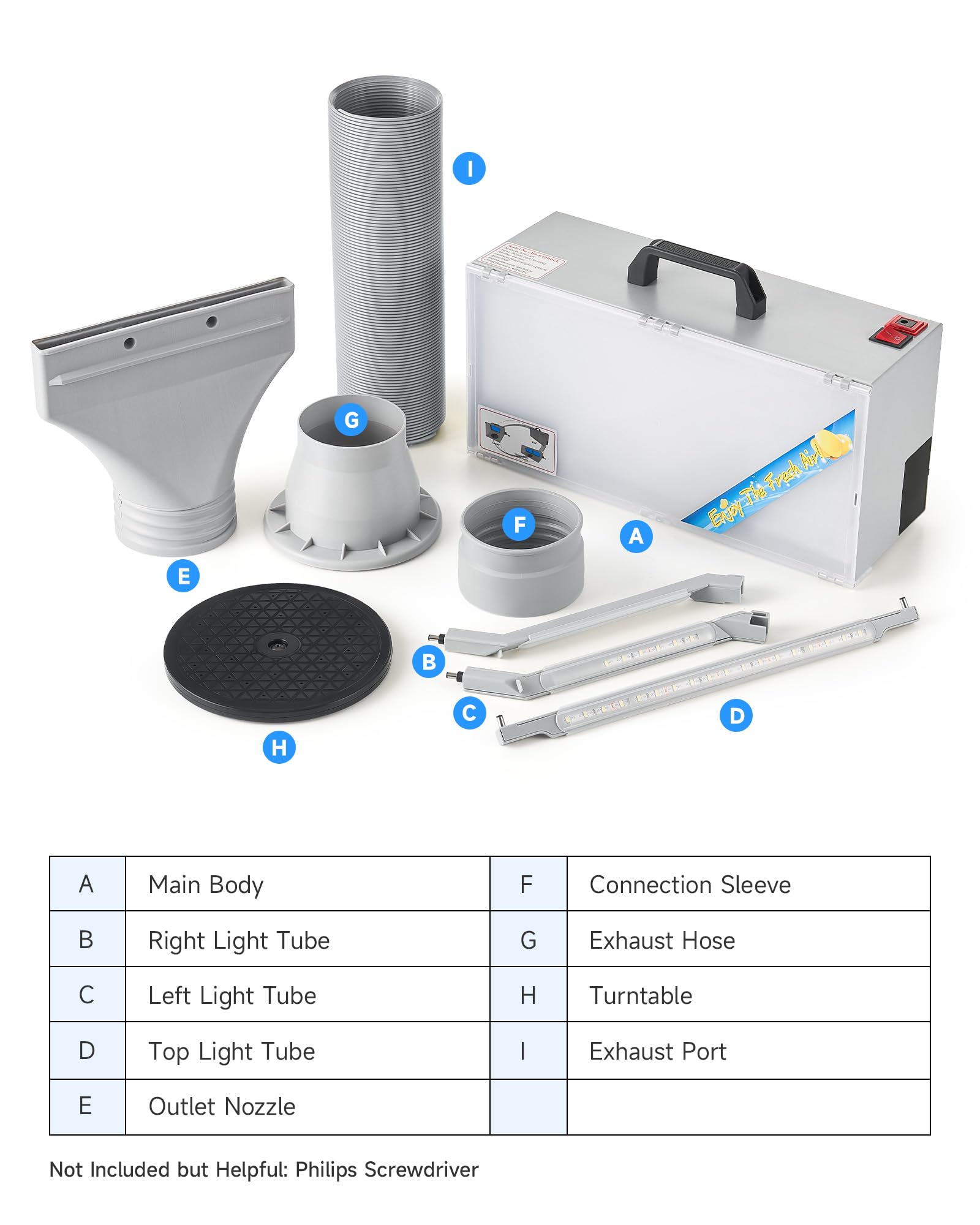 CO-Z Portable Airbrush Spray Booth with Exhaust Fan - Hobby Painting Station with 3 LED Lights, Turntable & Extension Hose - Perfect for Model Cars, Crafts & DIY Art Projects