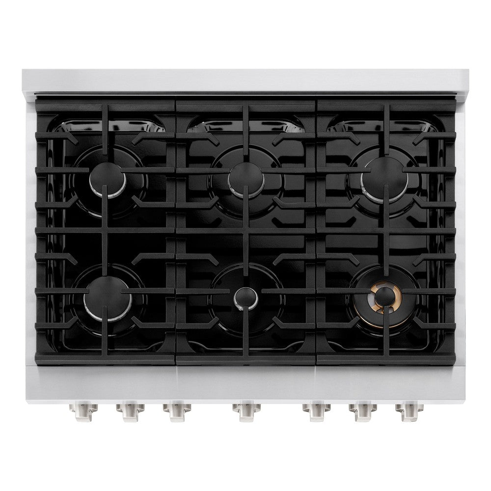 ZLINE 36-inch 5.2 cu.ft Stainless Steel Dual Fuel Range - 6 Burner Gas Cooktop & Electric Convection Oven (Model SDR36) | Perfect for Professional Home Chefs & Modern Kitchens