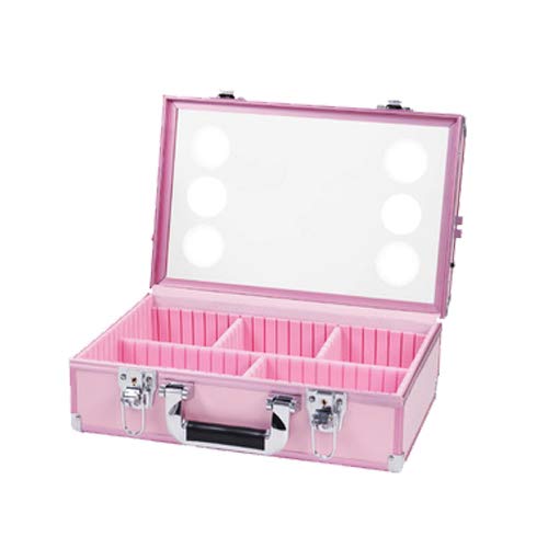 Professional Portable Cosmetic Case for Makeup Artists - Large Capacity Tattoo & Beauty Storage Organizer with LED Light (Pink) | Perfect for Salon, Travel & On-the-Go Makeup Storage