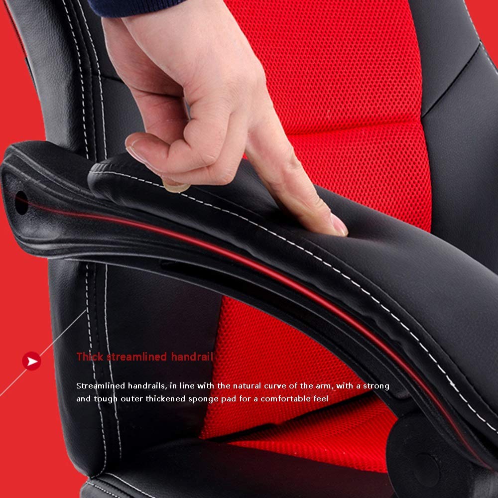 Ergonomic Swivel Gaming Chair with Adjustable Footrest - High Back Reclining Racing Style Video Game Chair for Home, Student Dorm & Esports (Red & Black) - Perfect for PC Gaming, Streaming & Office Work